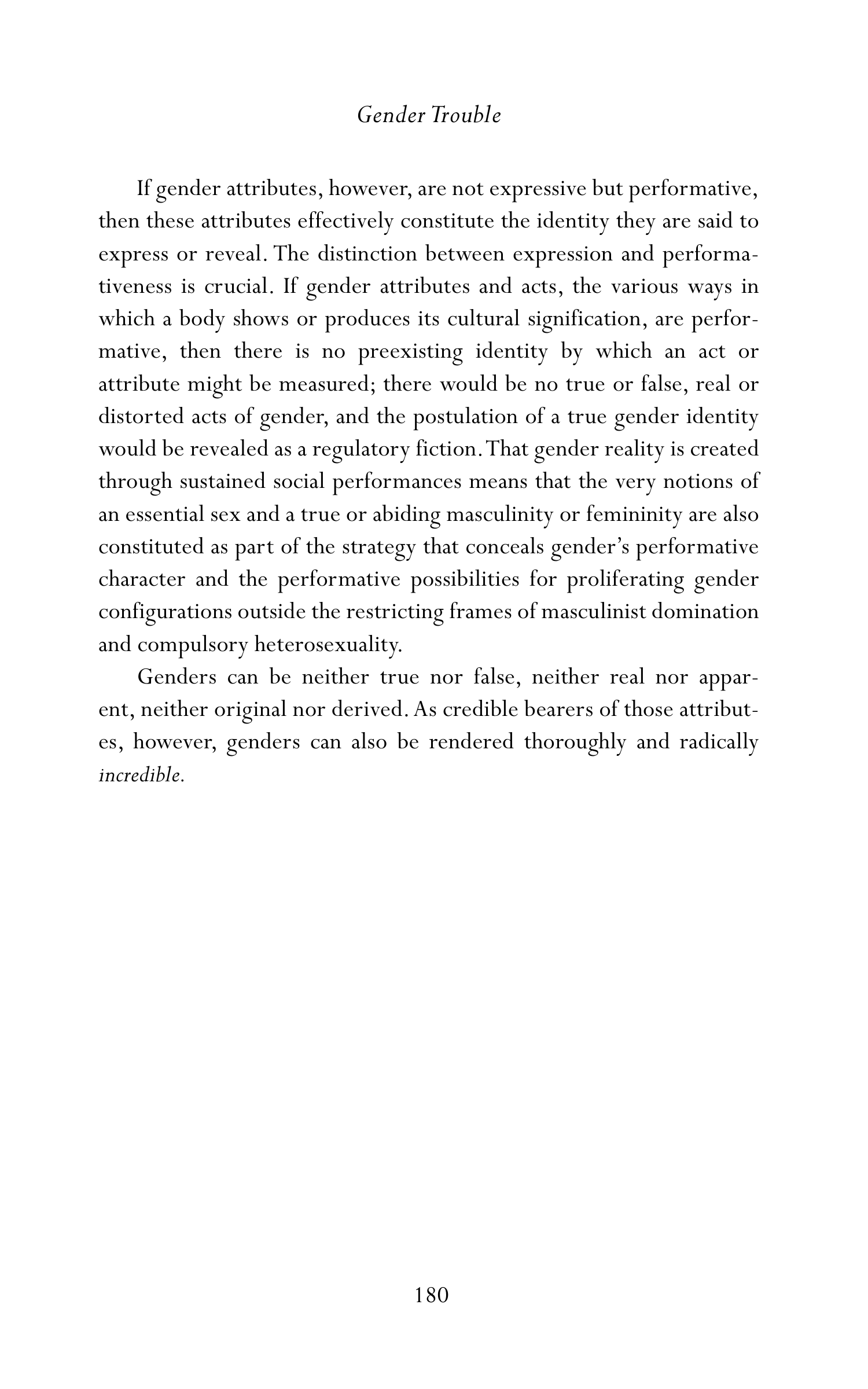 Judith Butler Gender Trouble Biography — page 215