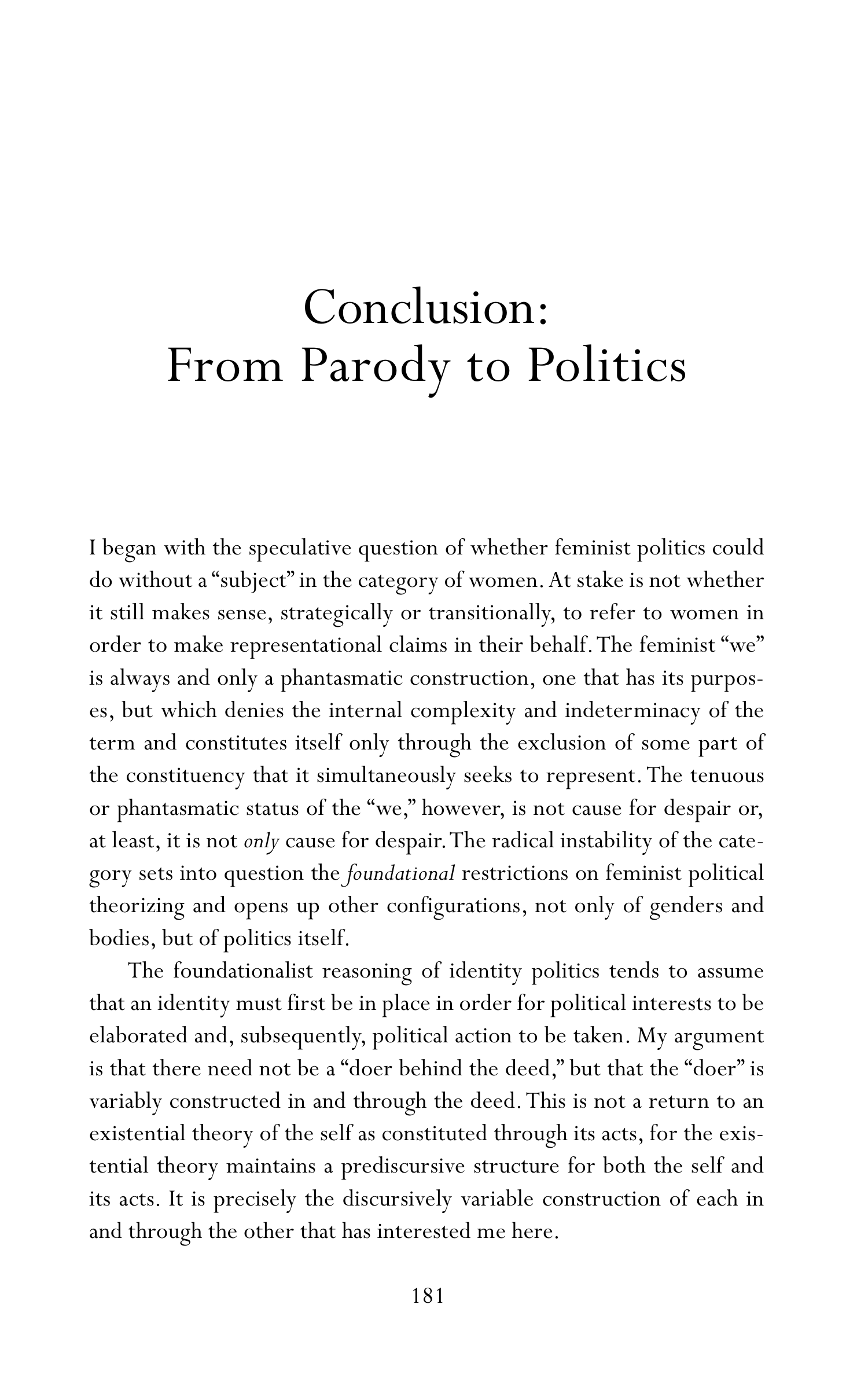 Judith Butler Gender Trouble Biography — page 216