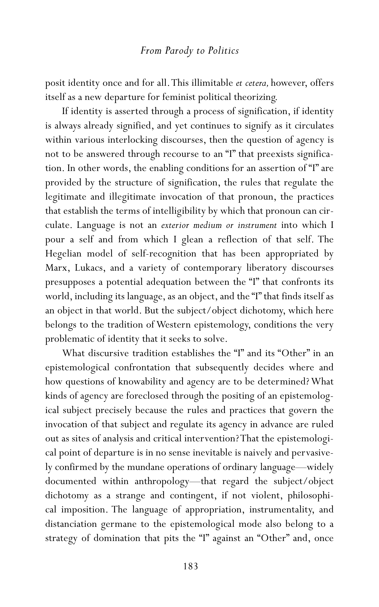 Judith Butler Gender Trouble Biography — page 218