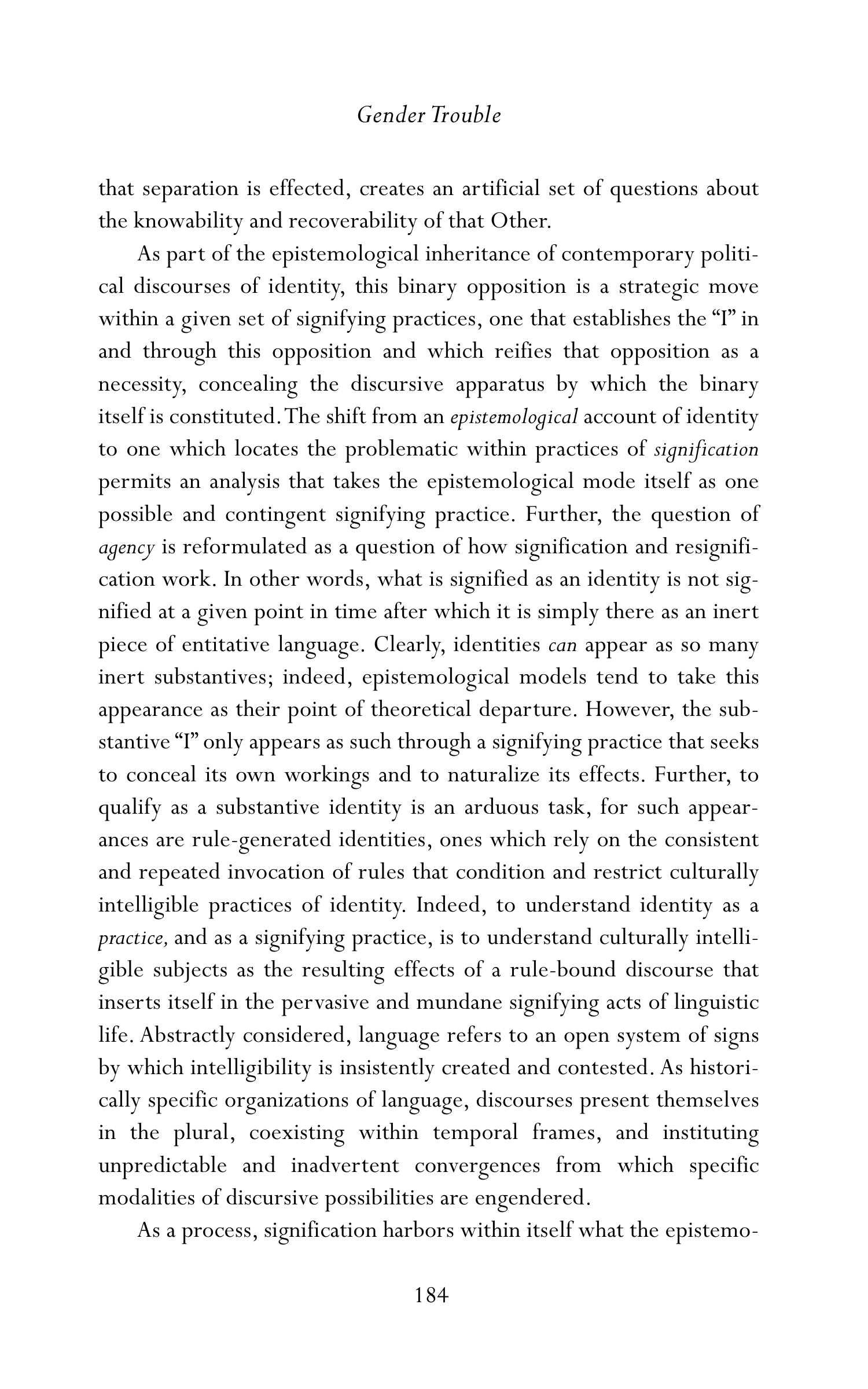 Judith Butler Gender Trouble Biography — page 219