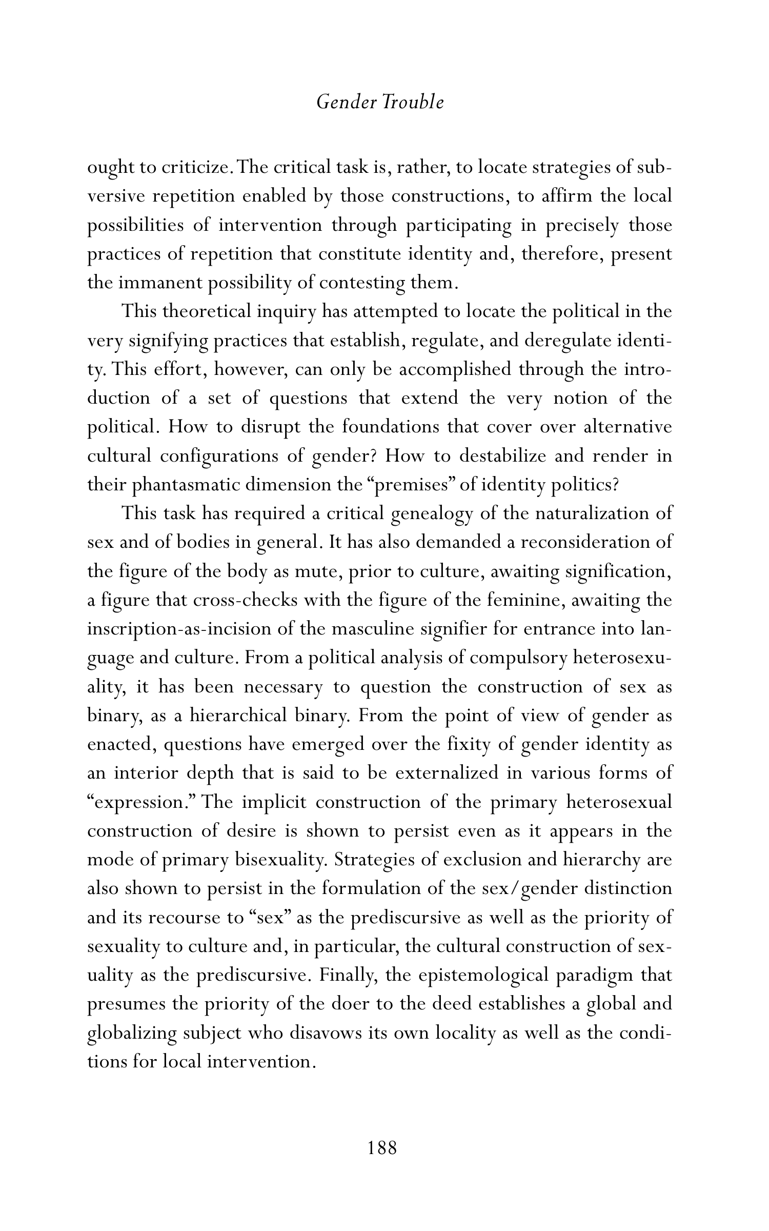 Judith Butler Gender Trouble Biography — page 223