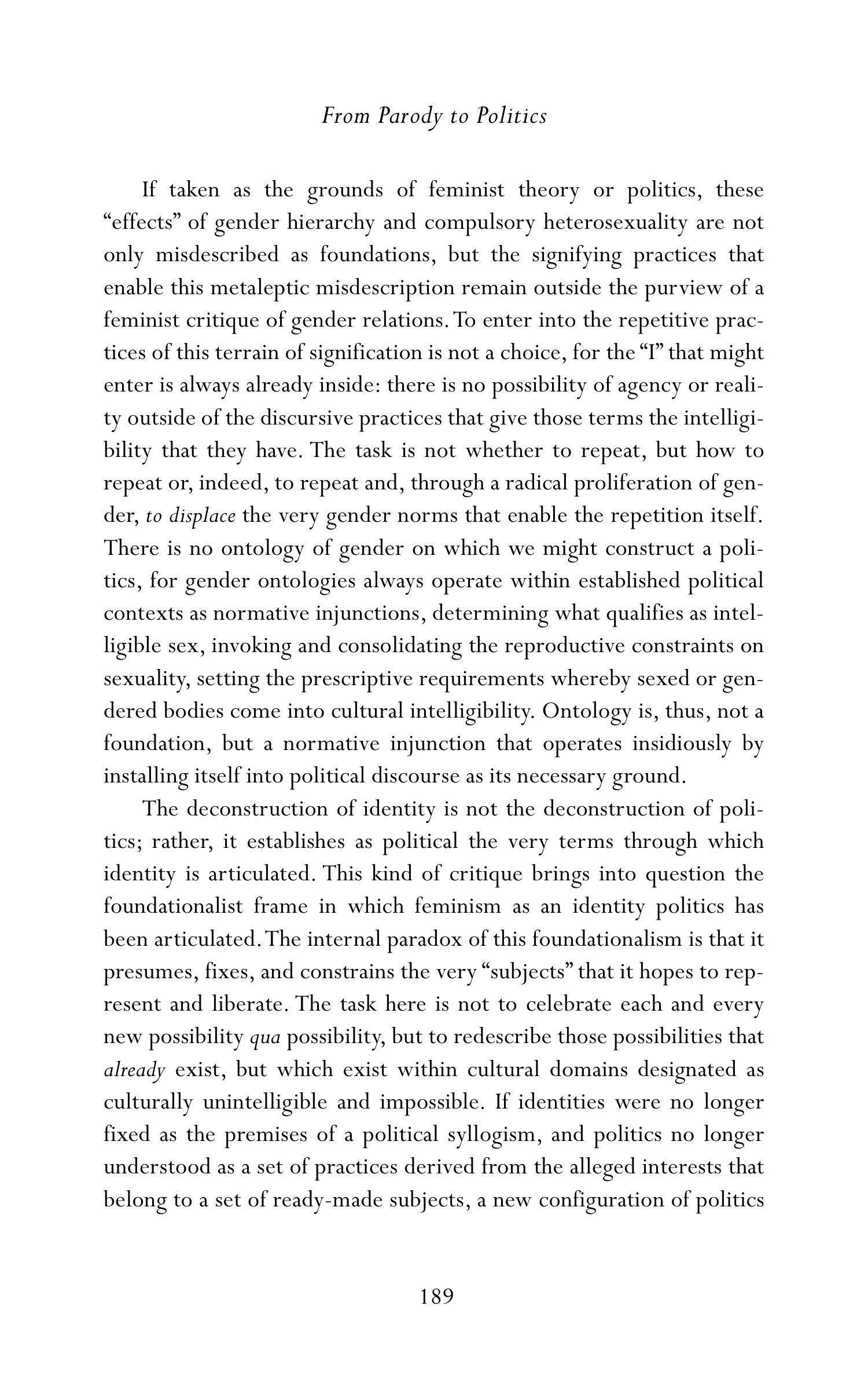 Judith Butler Gender Trouble Biography — page 224