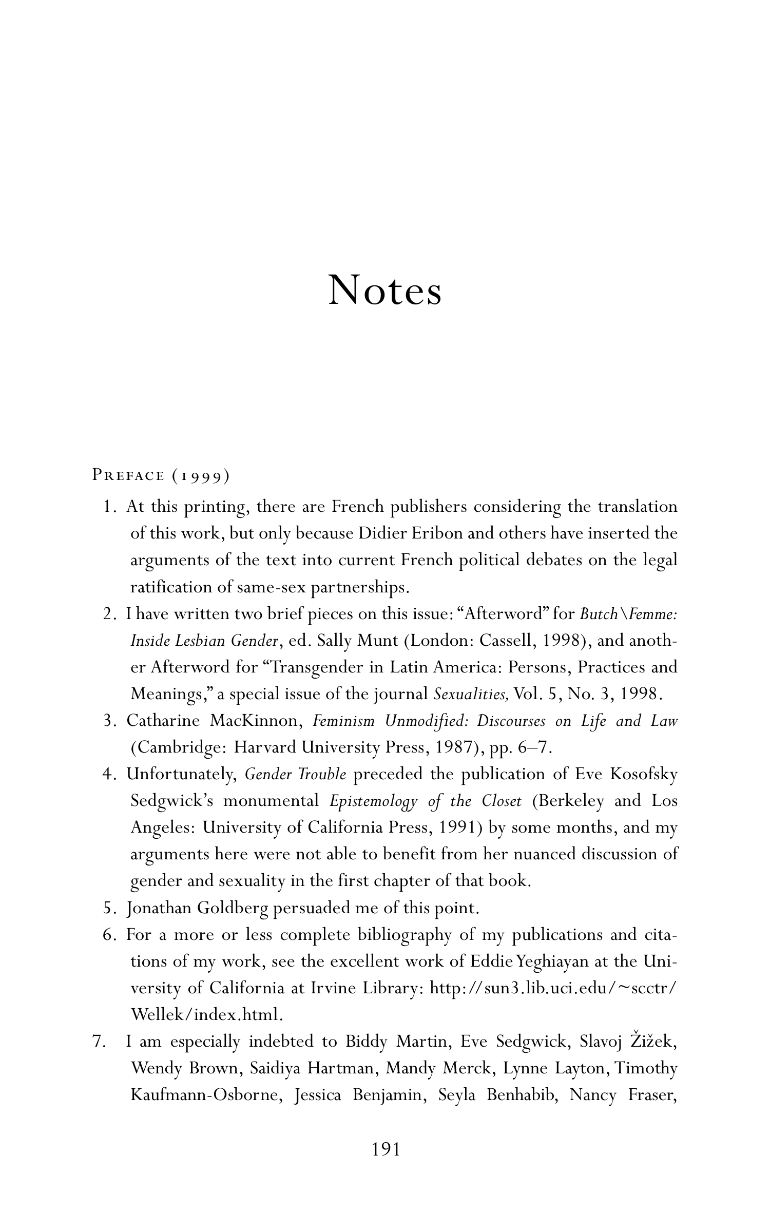 Judith Butler Gender Trouble Biography — page 226