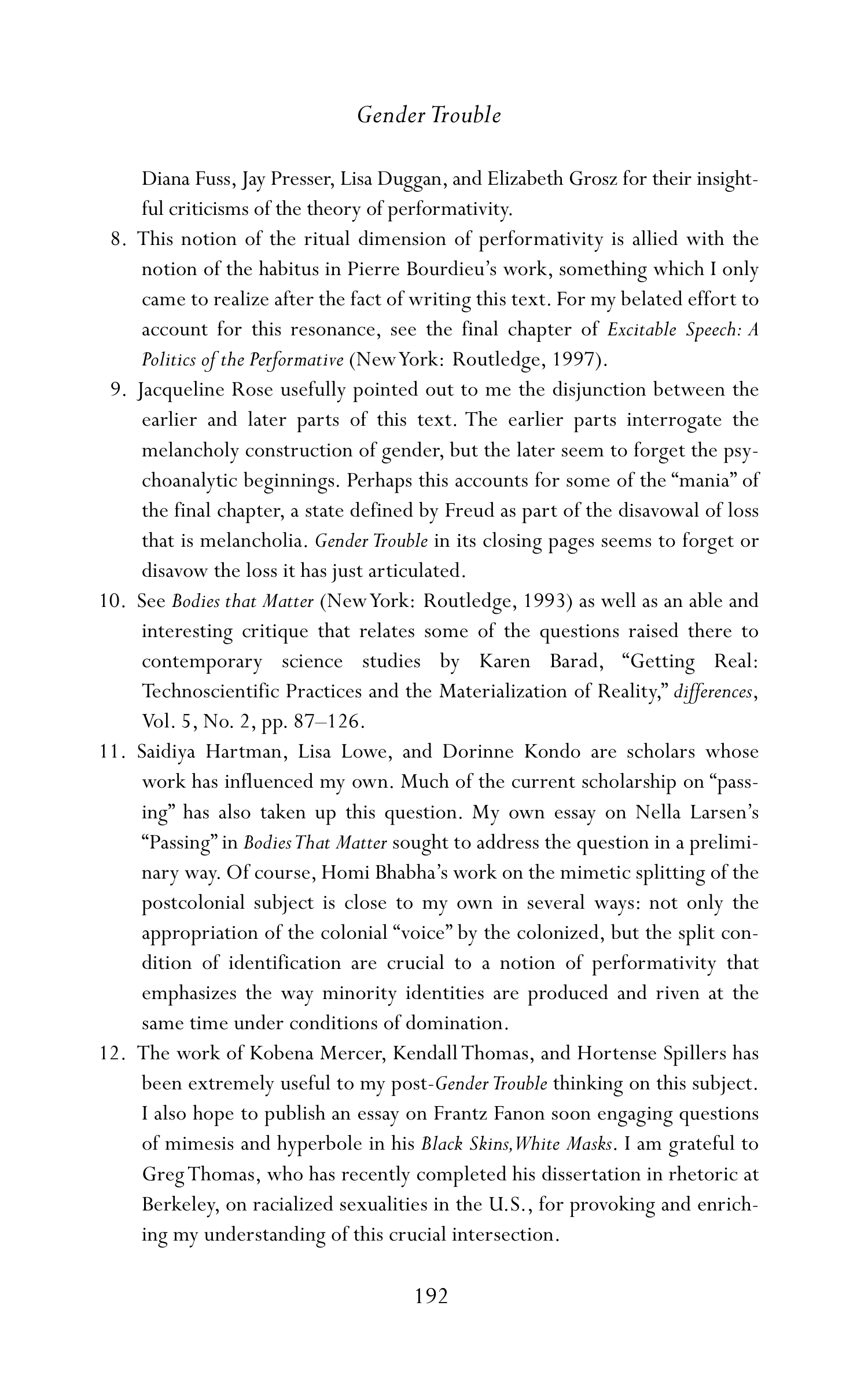 Judith Butler Gender Trouble Biography — page 227