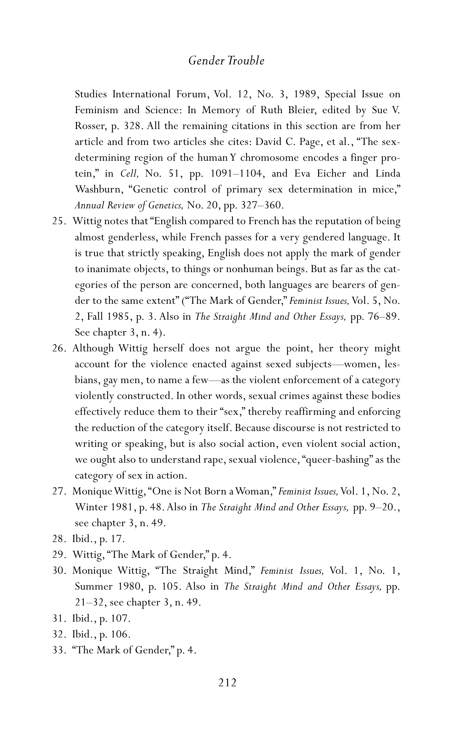Judith Butler Gender Trouble Biography — page 247