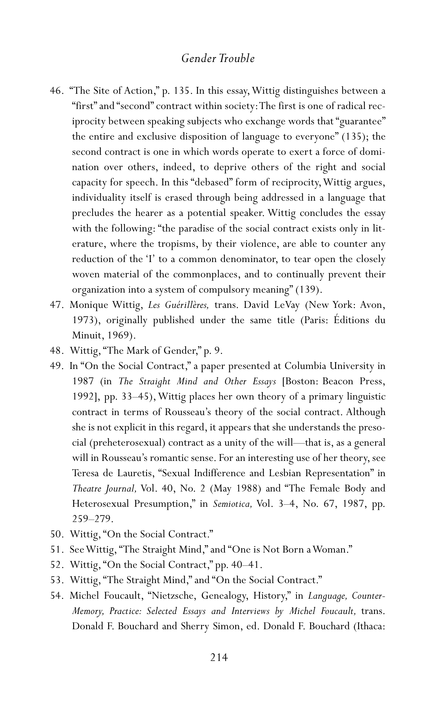 Judith Butler Gender Trouble Biography — page 249