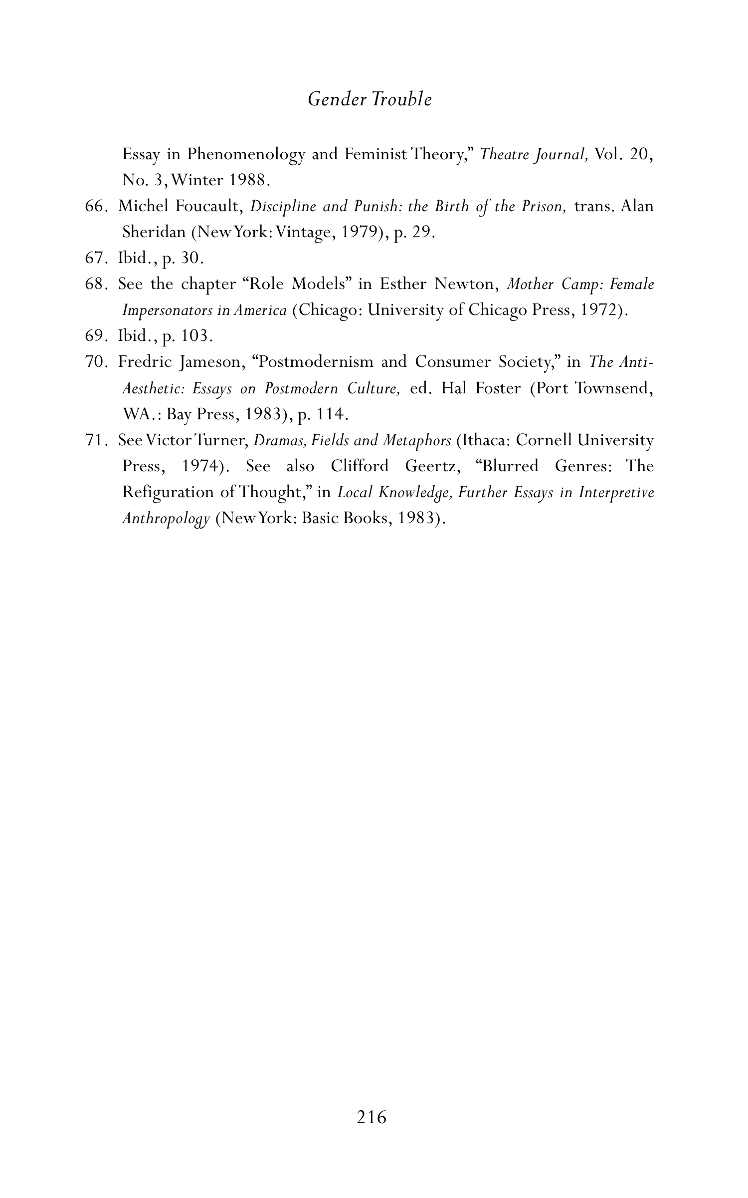 Judith Butler Gender Trouble Biography — page 251