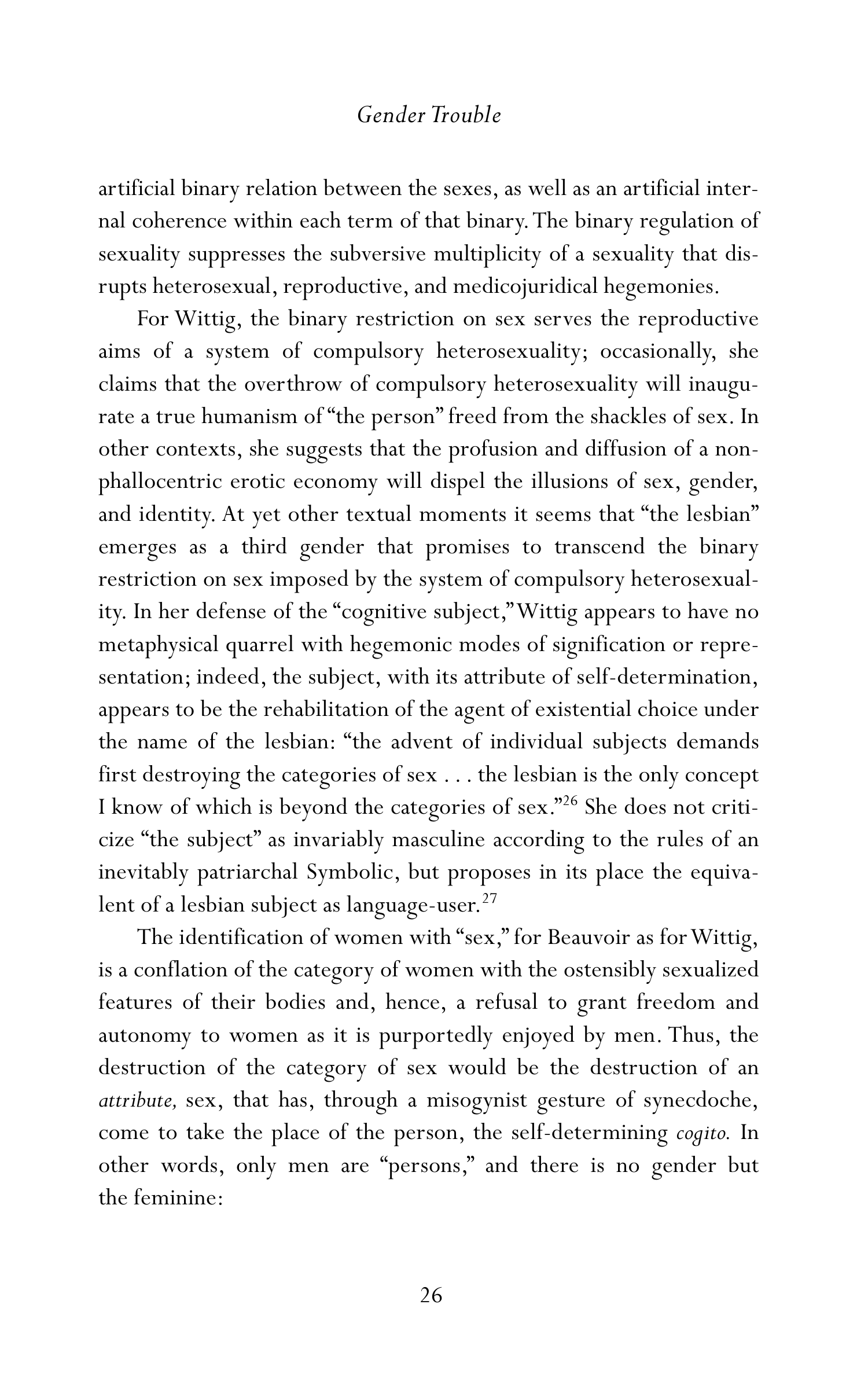 Judith Butler Gender Trouble Biography — page 61