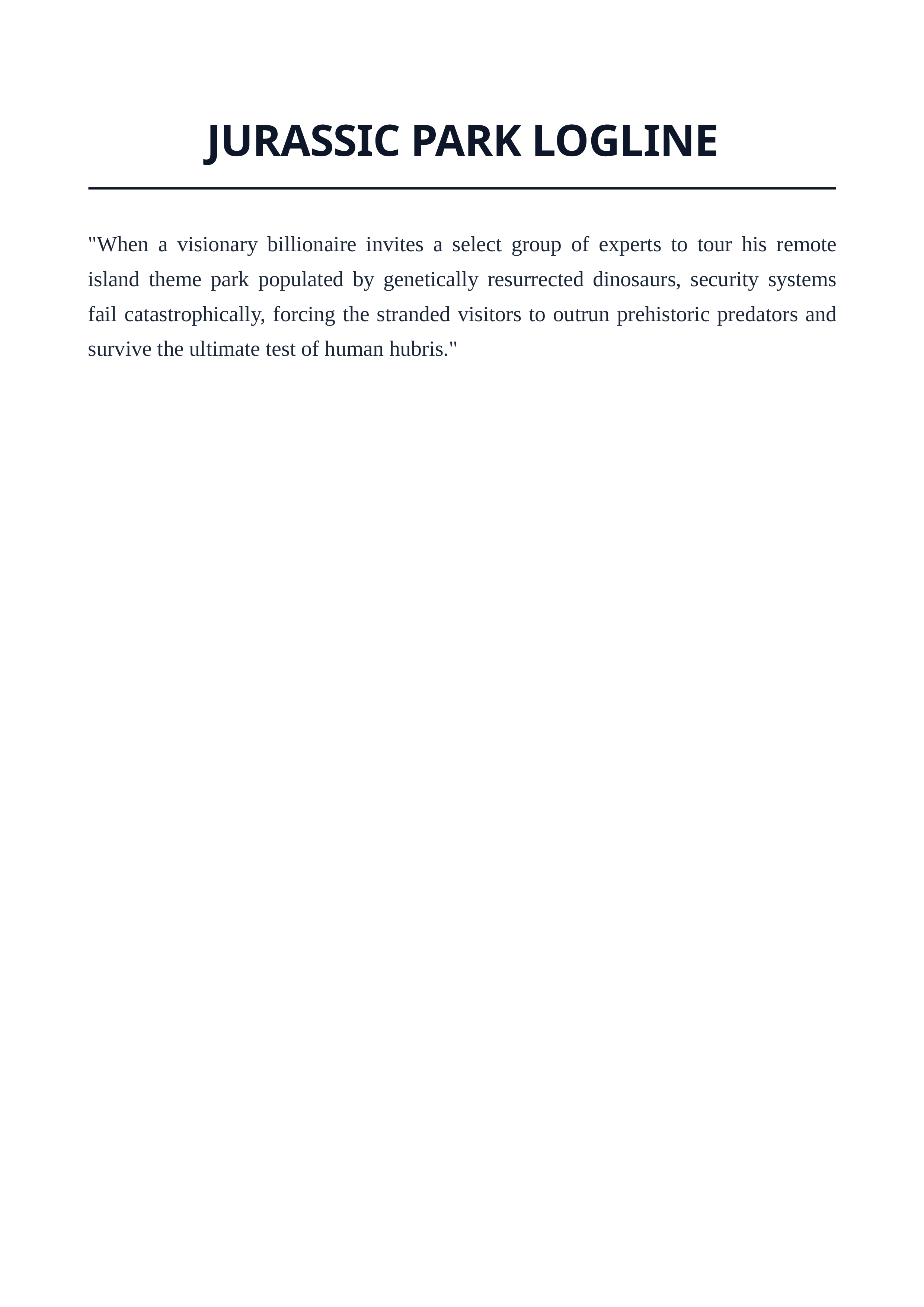 Jurassic Park Logline — page 1