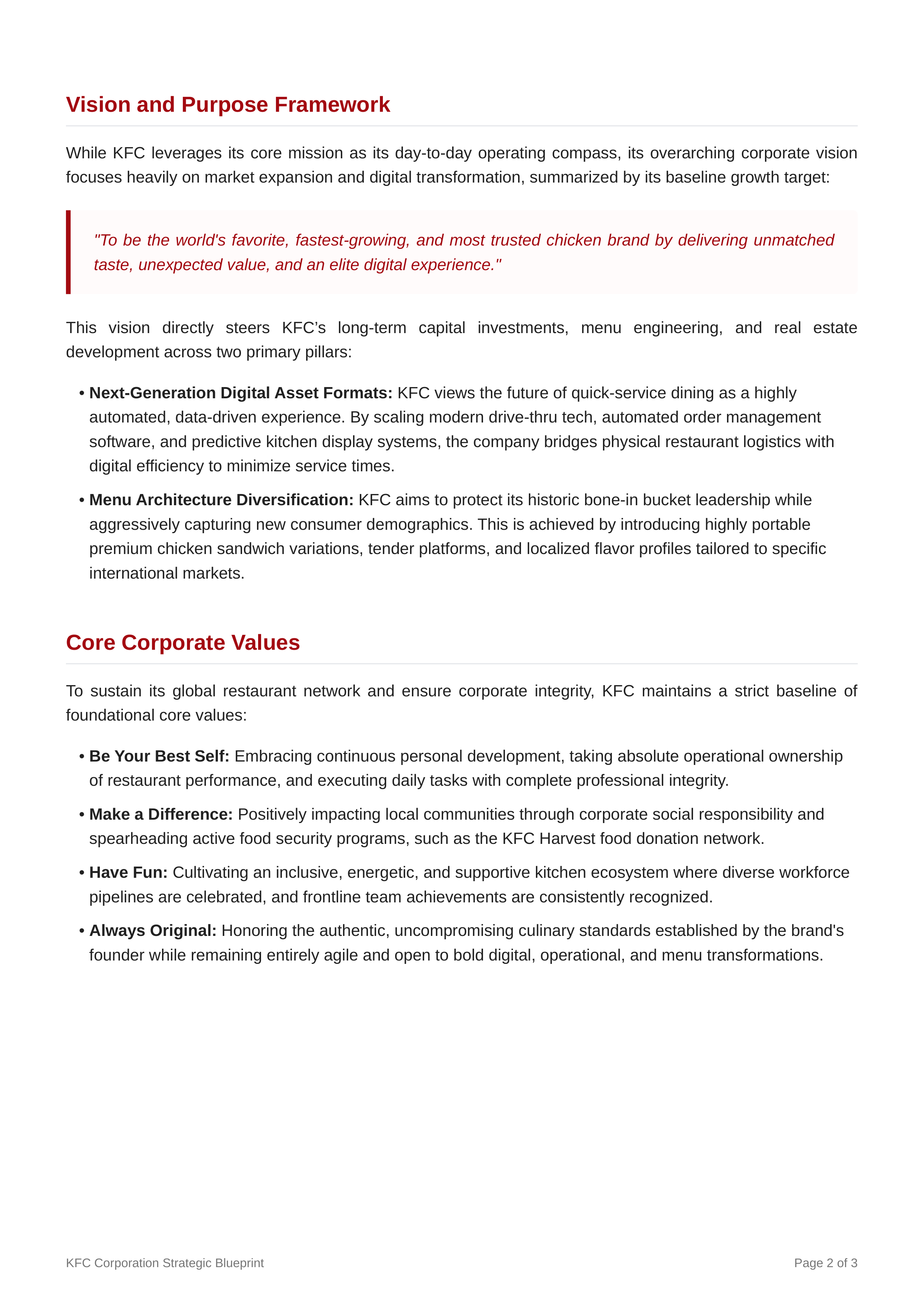 KFC Mission Statement — page 2