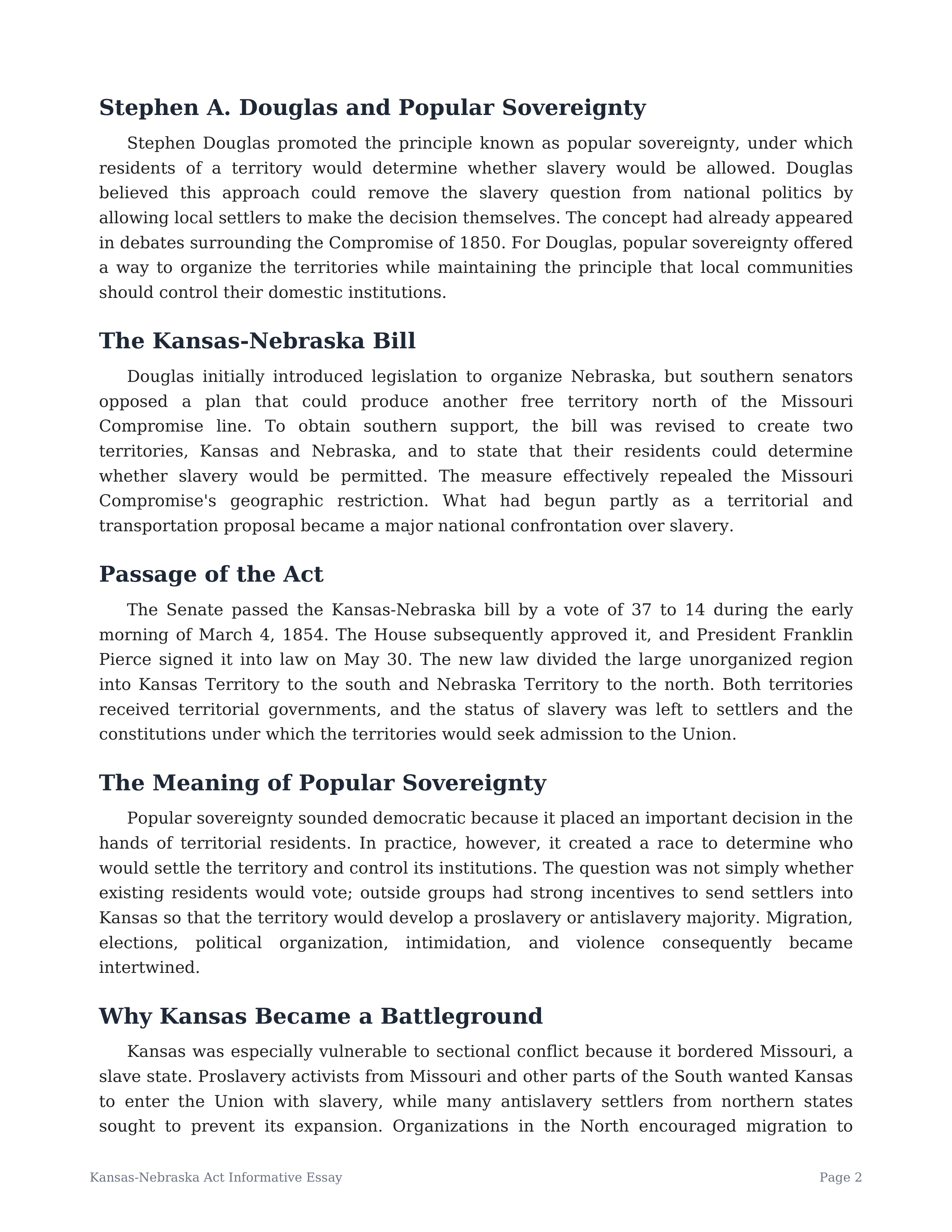 Kansas-Nebraska Act Informative Essay — page 2