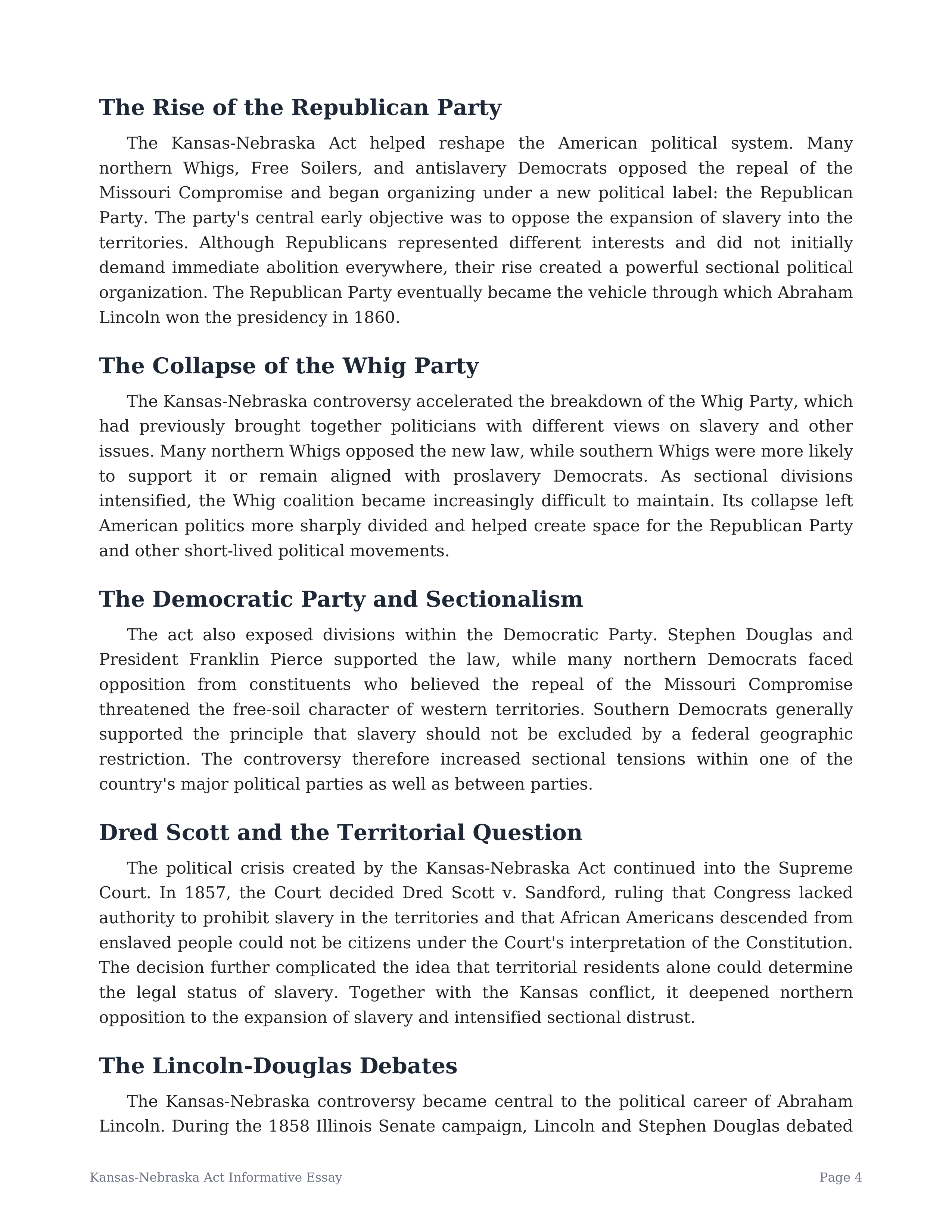 Kansas-Nebraska Act Informative Essay — page 4