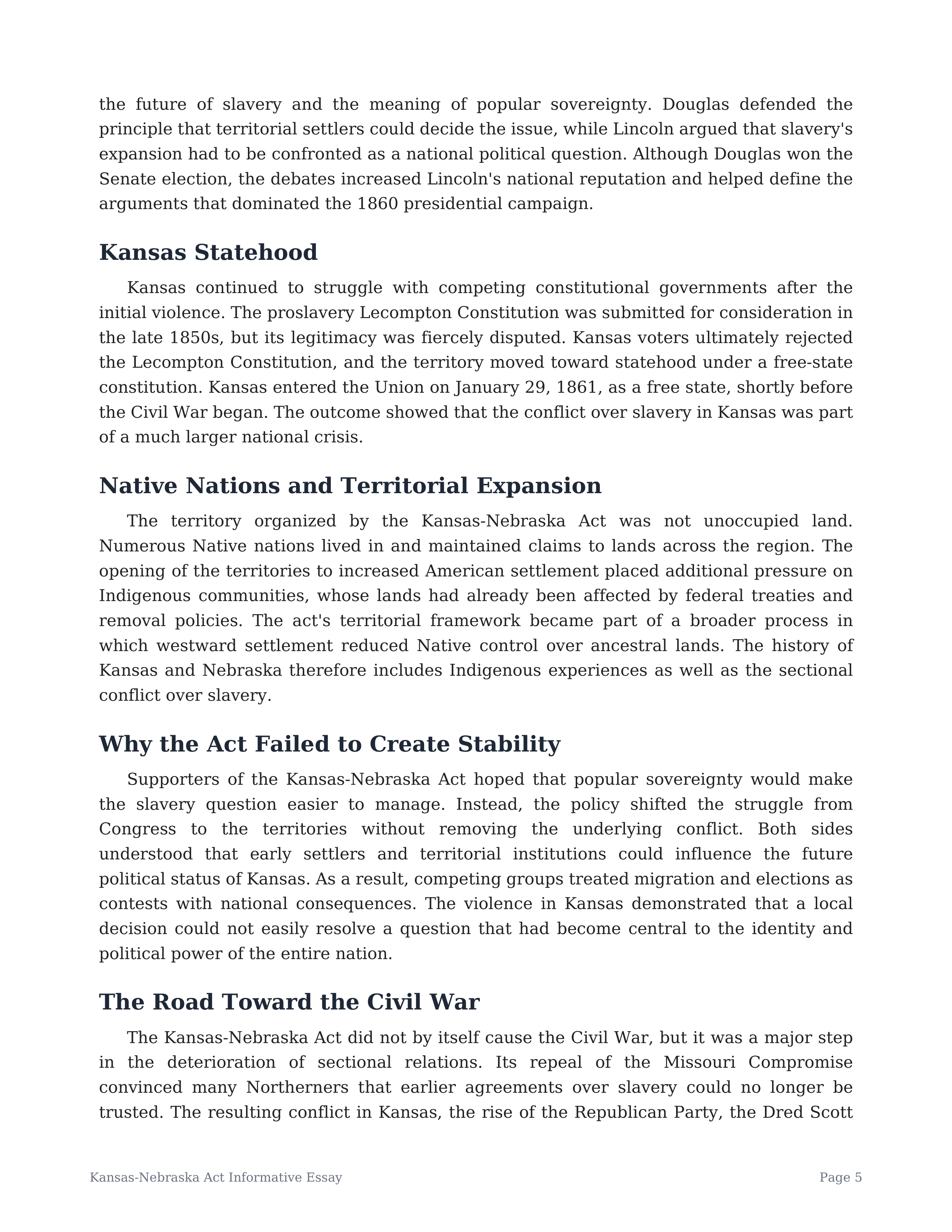 Kansas-Nebraska Act Informative Essay — page 5