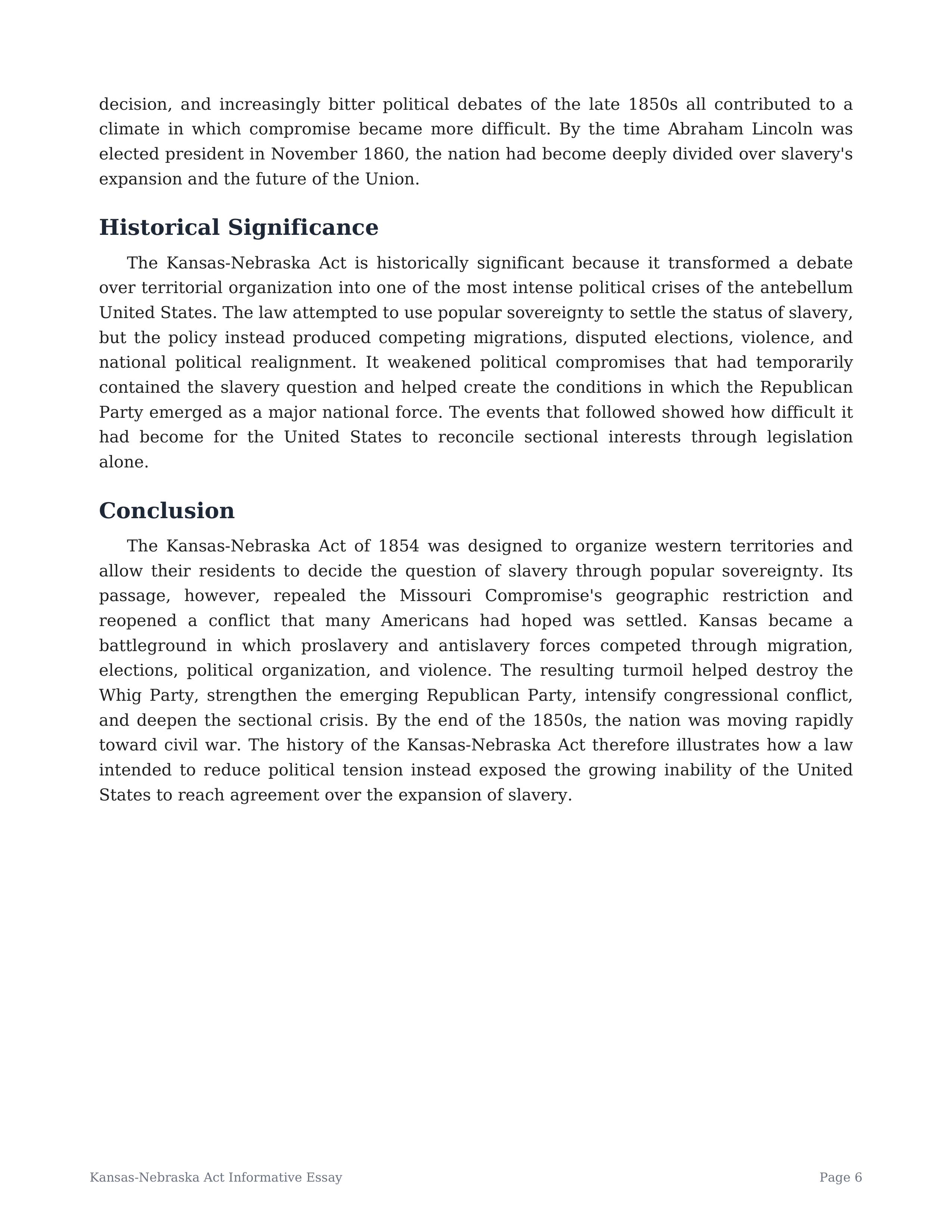 Kansas-Nebraska Act Informative Essay — page 6