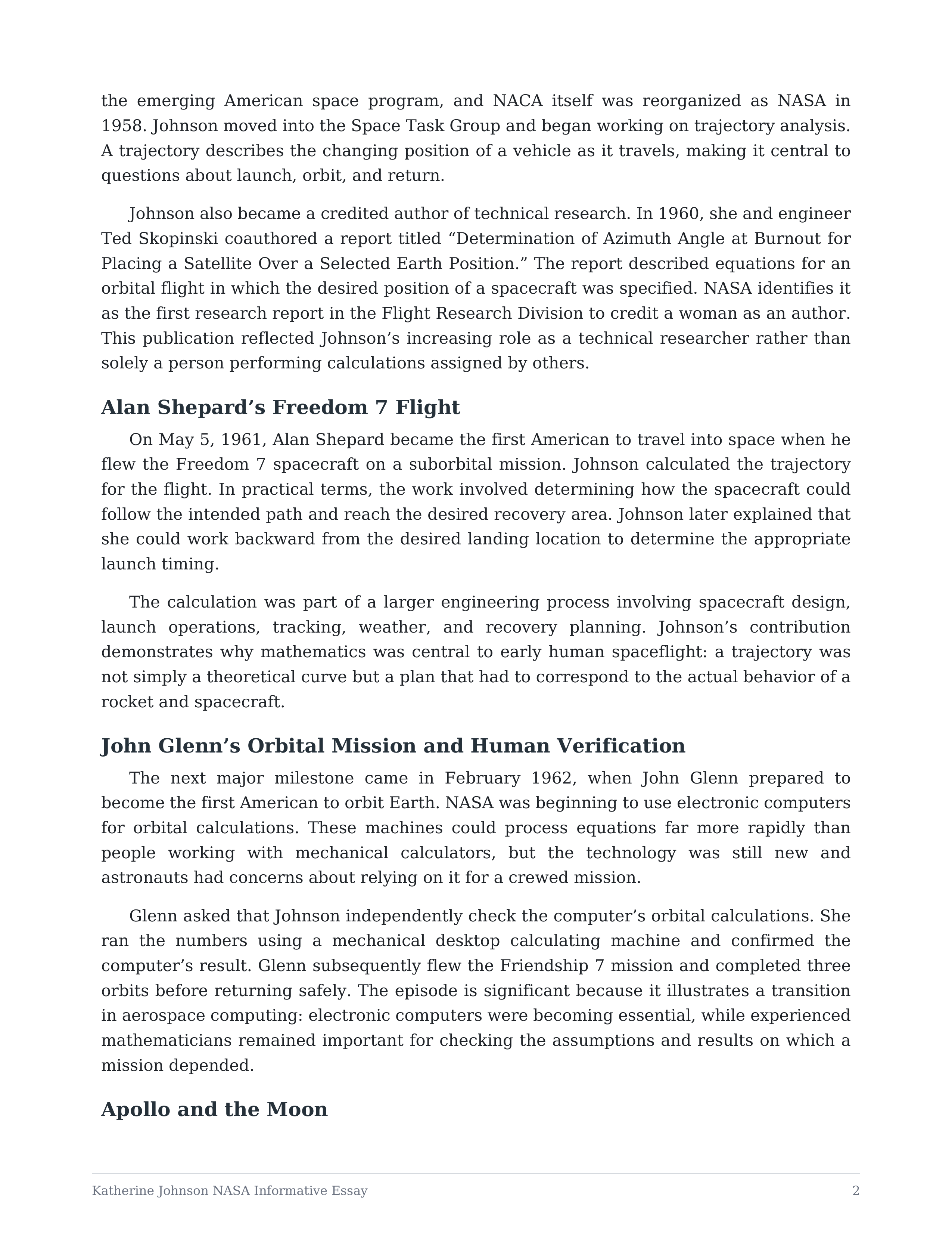 Katherine Johnson NASA Informative Essay — page 2