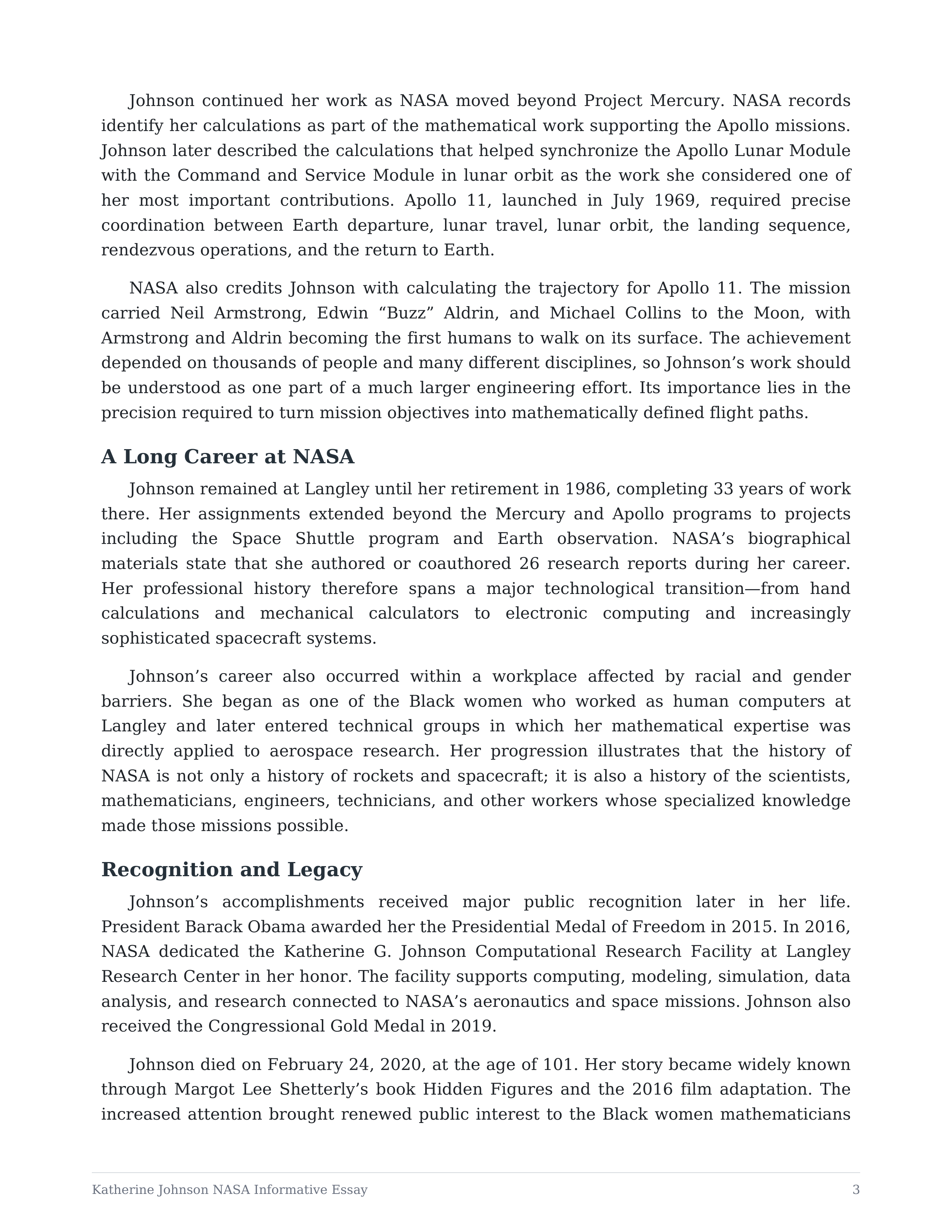 Katherine Johnson NASA Informative Essay — page 3