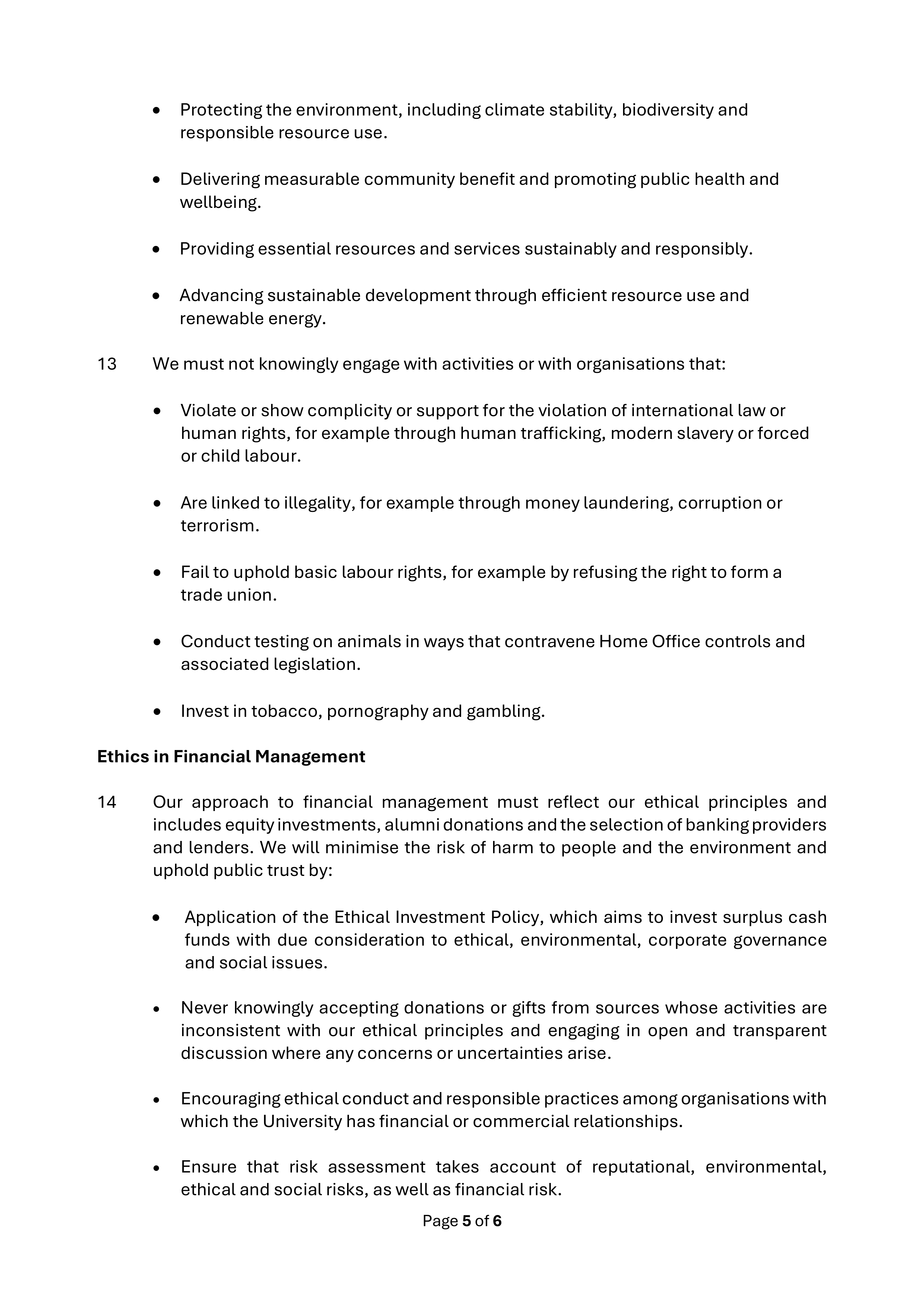 Kingston University Ethics Statement — page 5