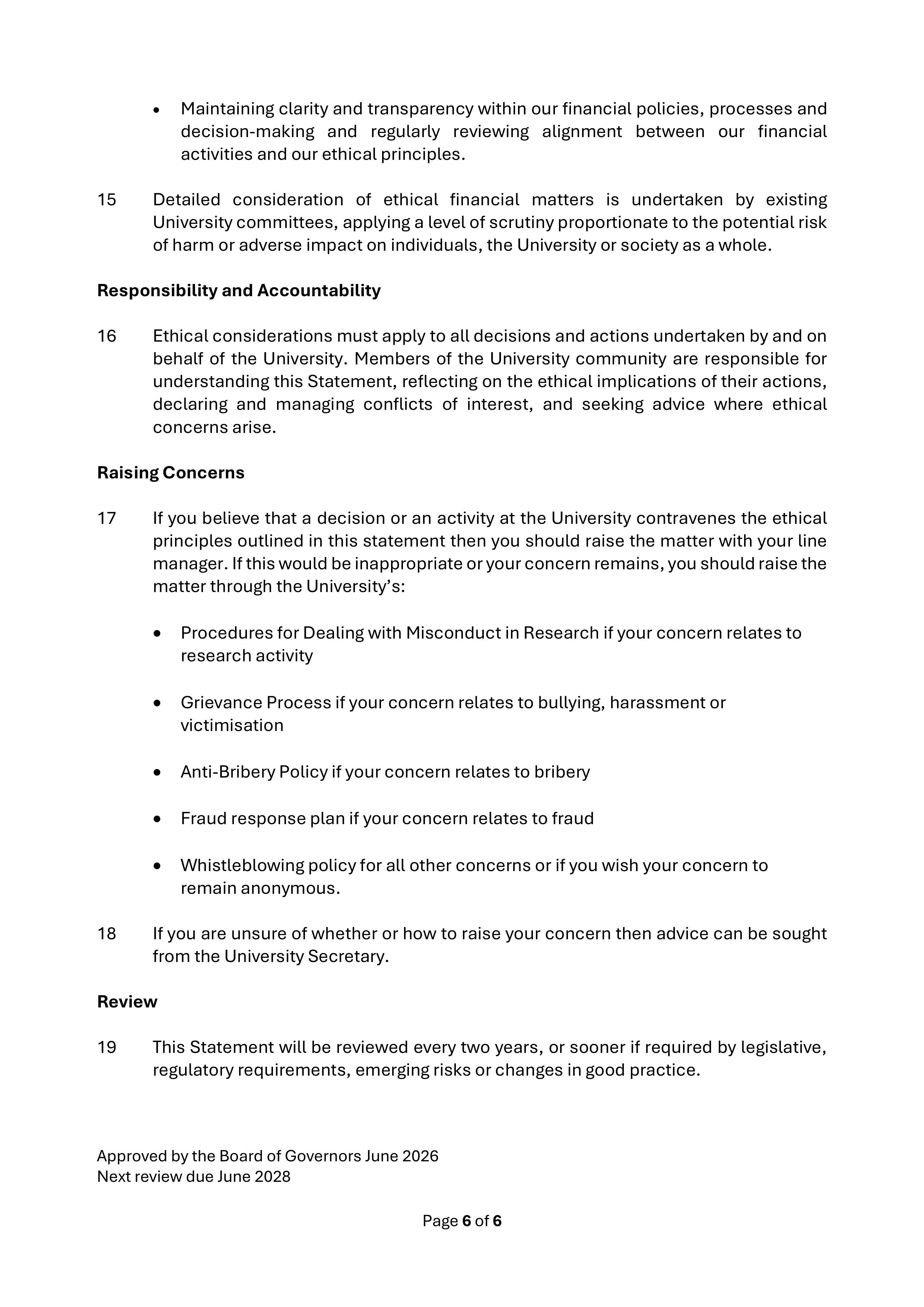 Kingston University Ethics Statement — page 6