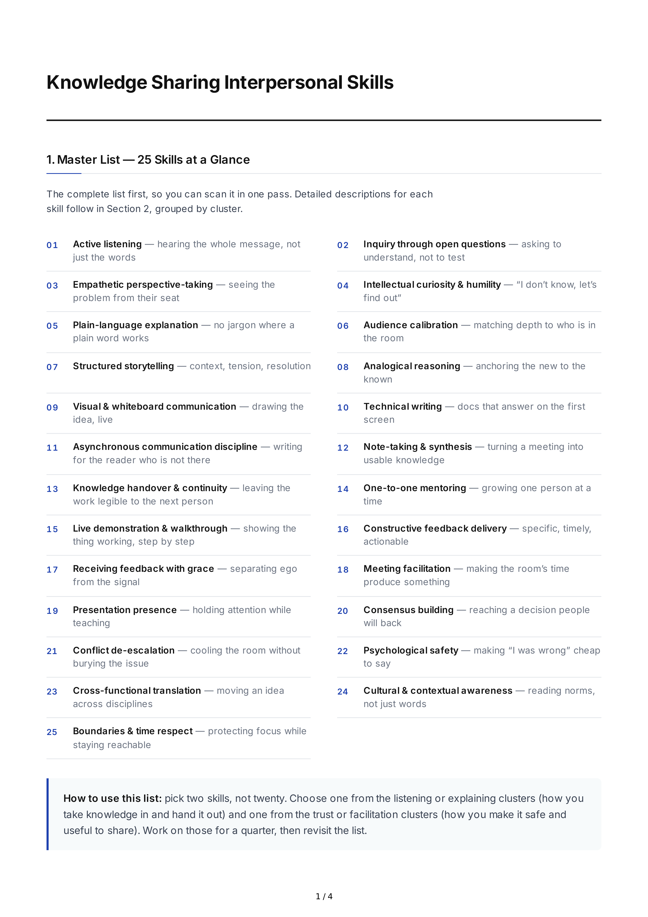 Knowledge Sharing Interpersonal Skills — page 1