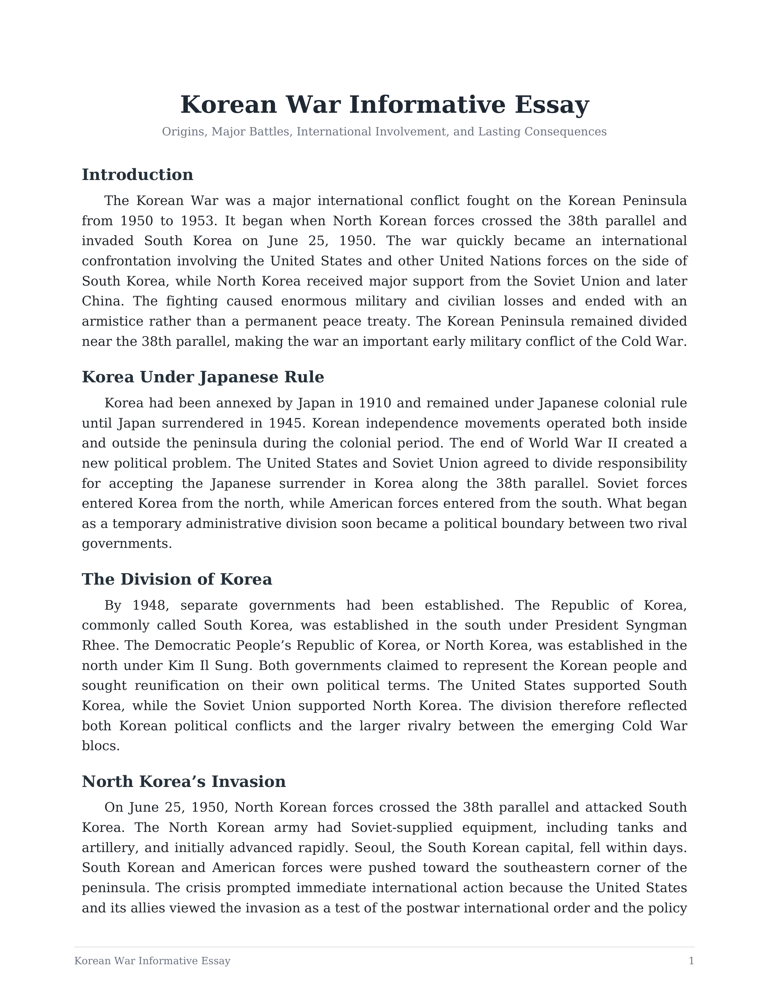 Korean War Informative Essay — page 1
