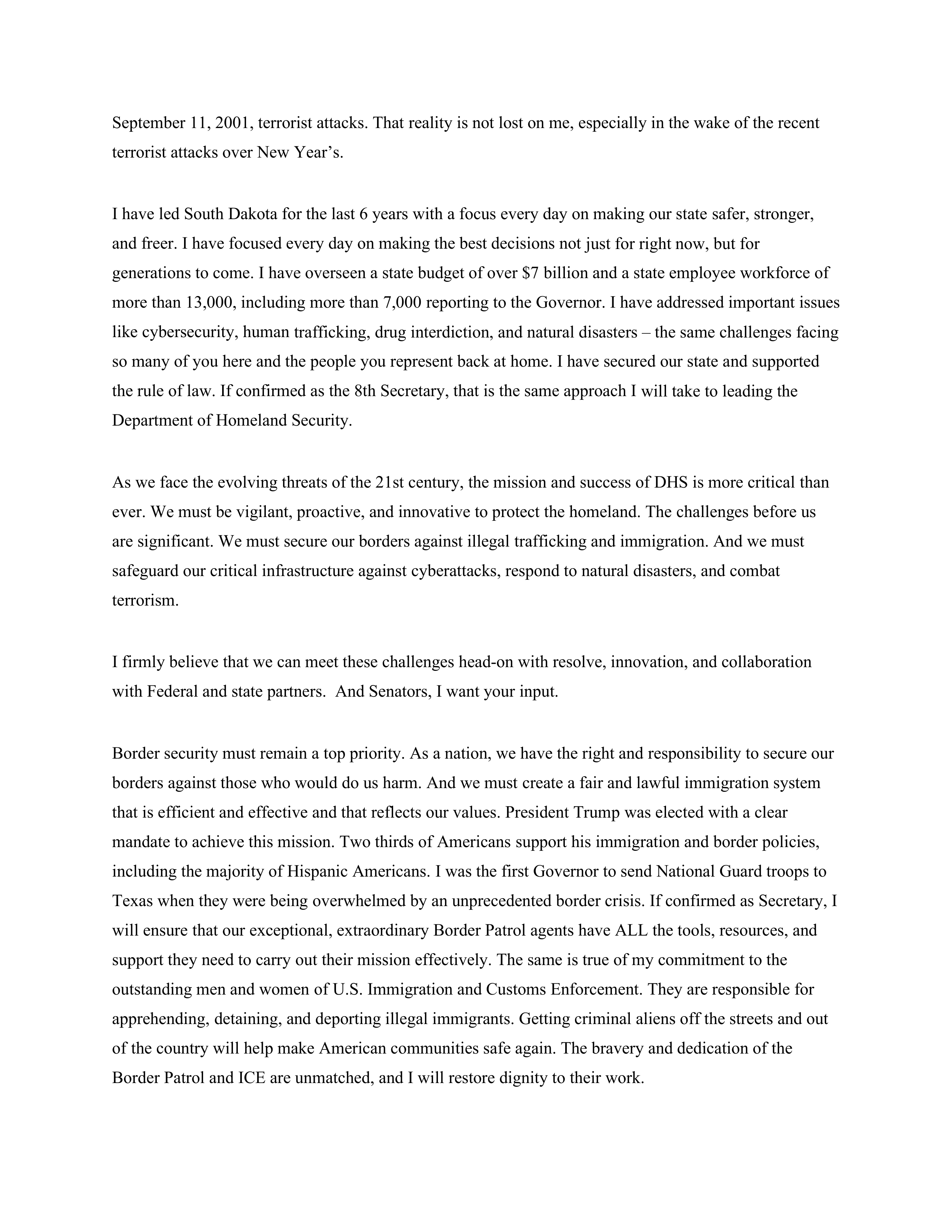 Kristi Noem DHS Confirmation Opening Statement — page 2
