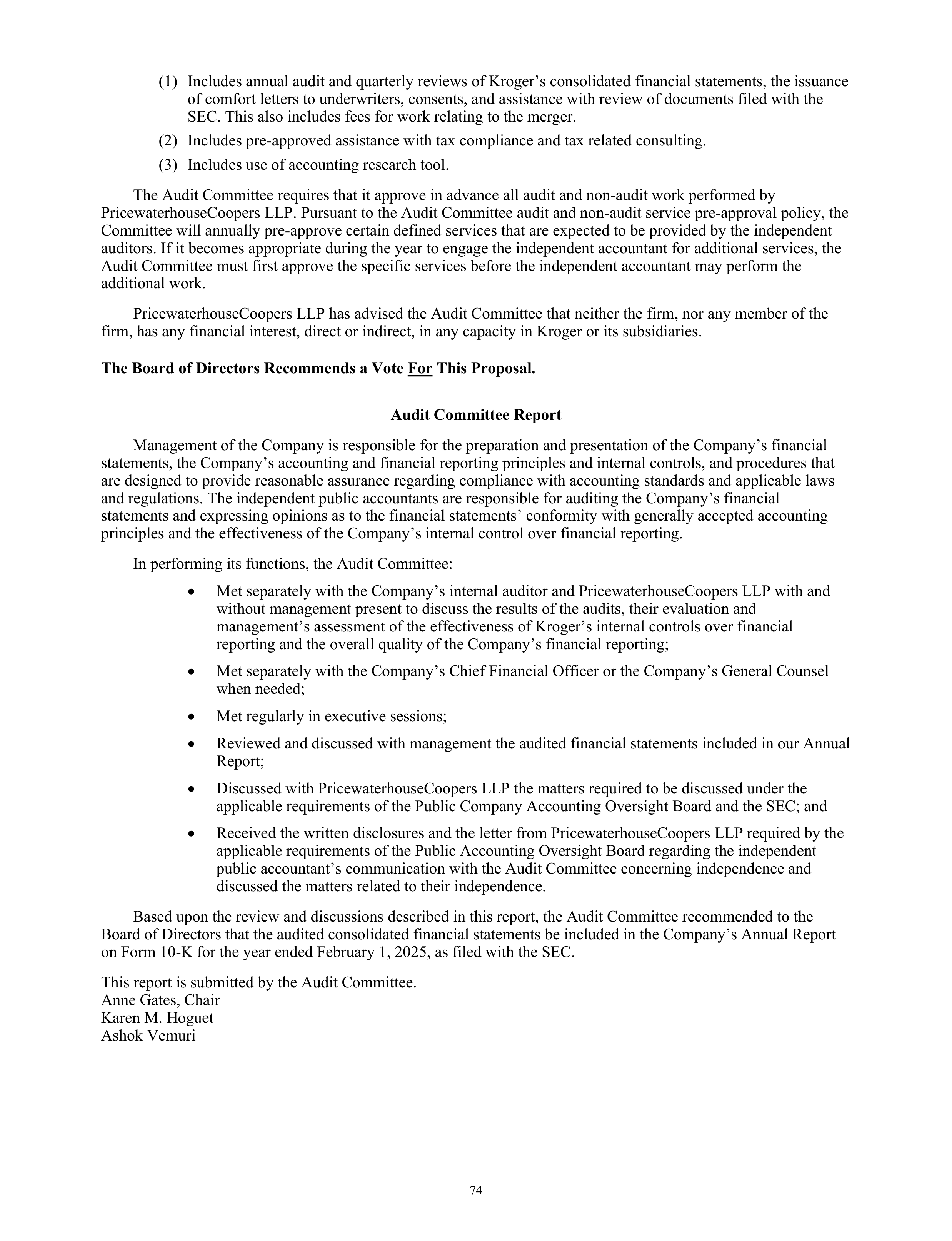 Kroger Annual Report — page 76