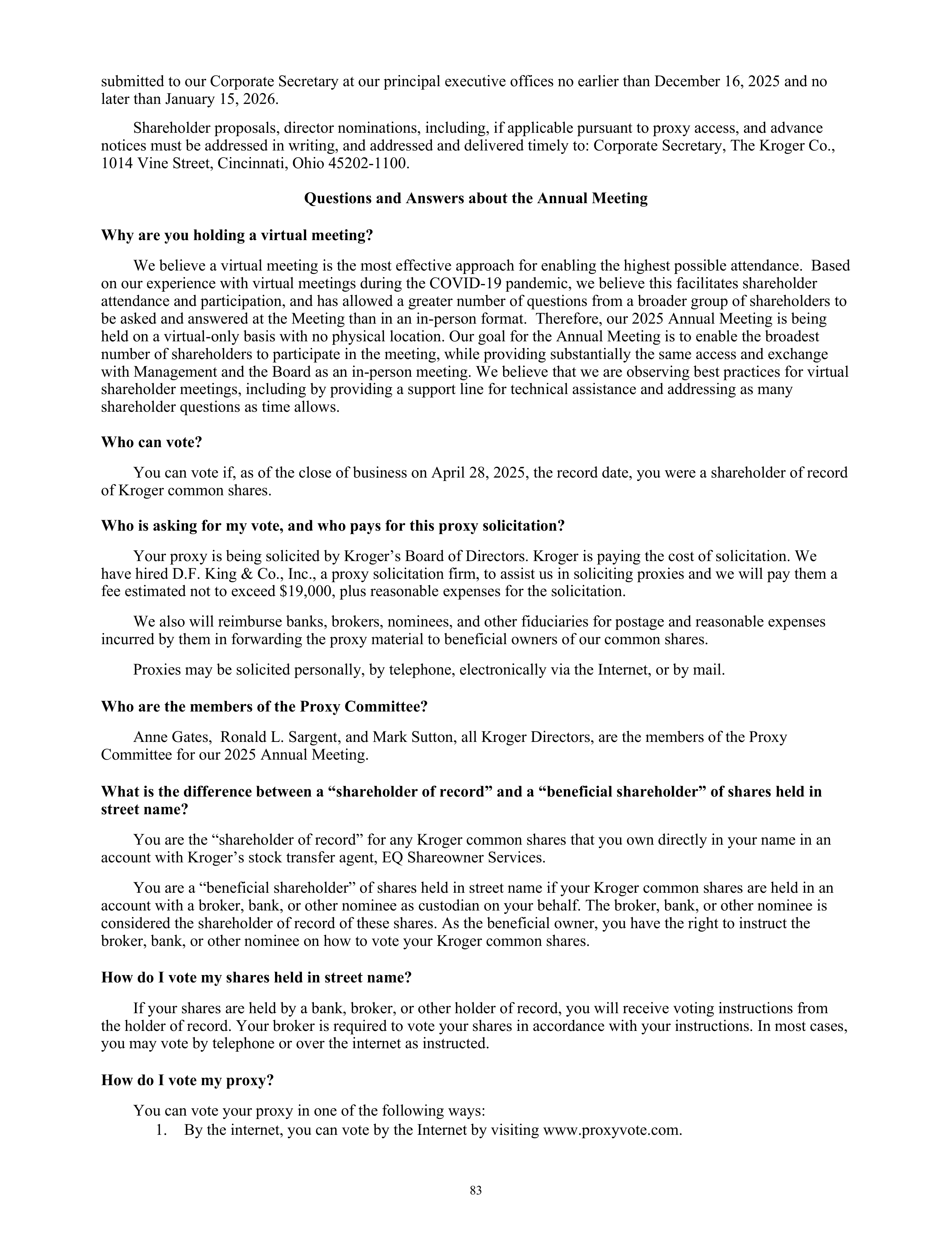 Kroger Annual Report — page 85
