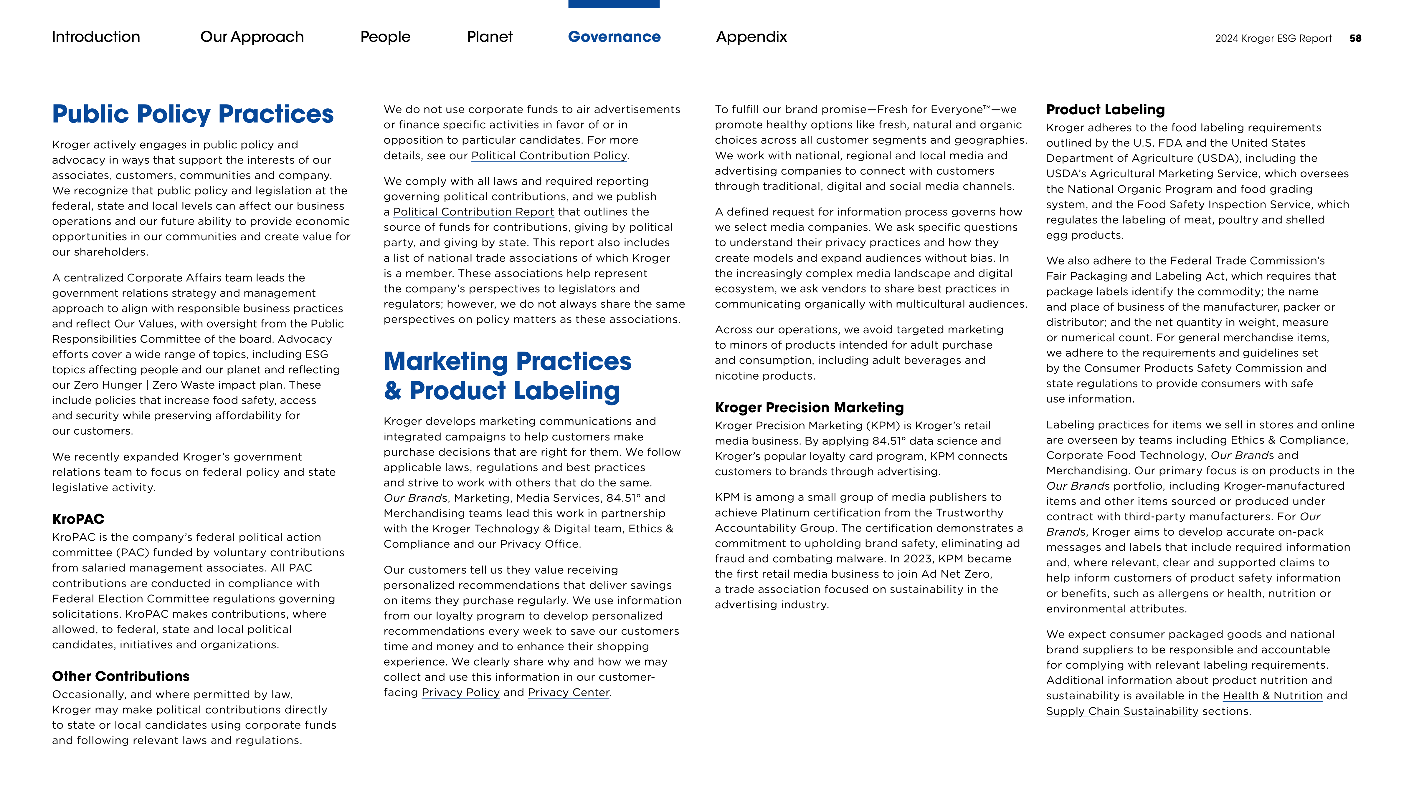 Kroger ESG Report — page 58