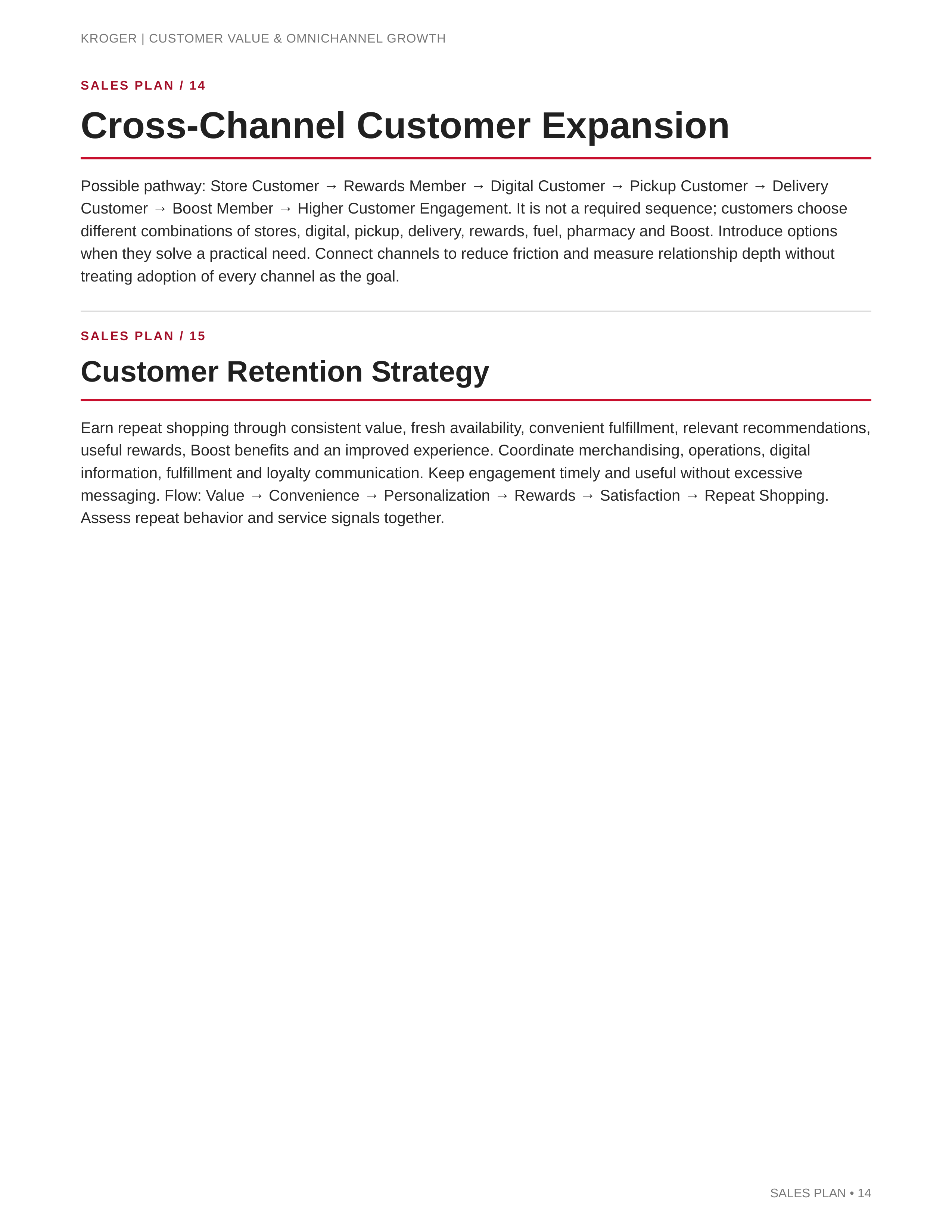 Kroger Customer Value & Omnichannel Growth Sales Plan — page 14