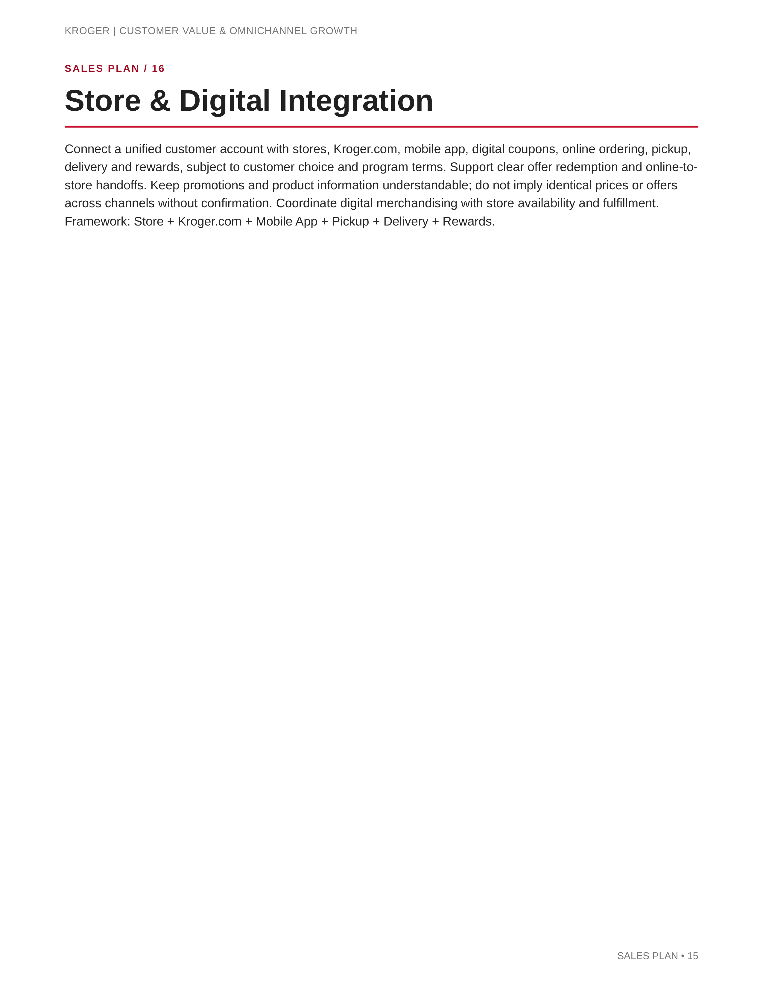 Kroger Customer Value & Omnichannel Growth Sales Plan — page 15