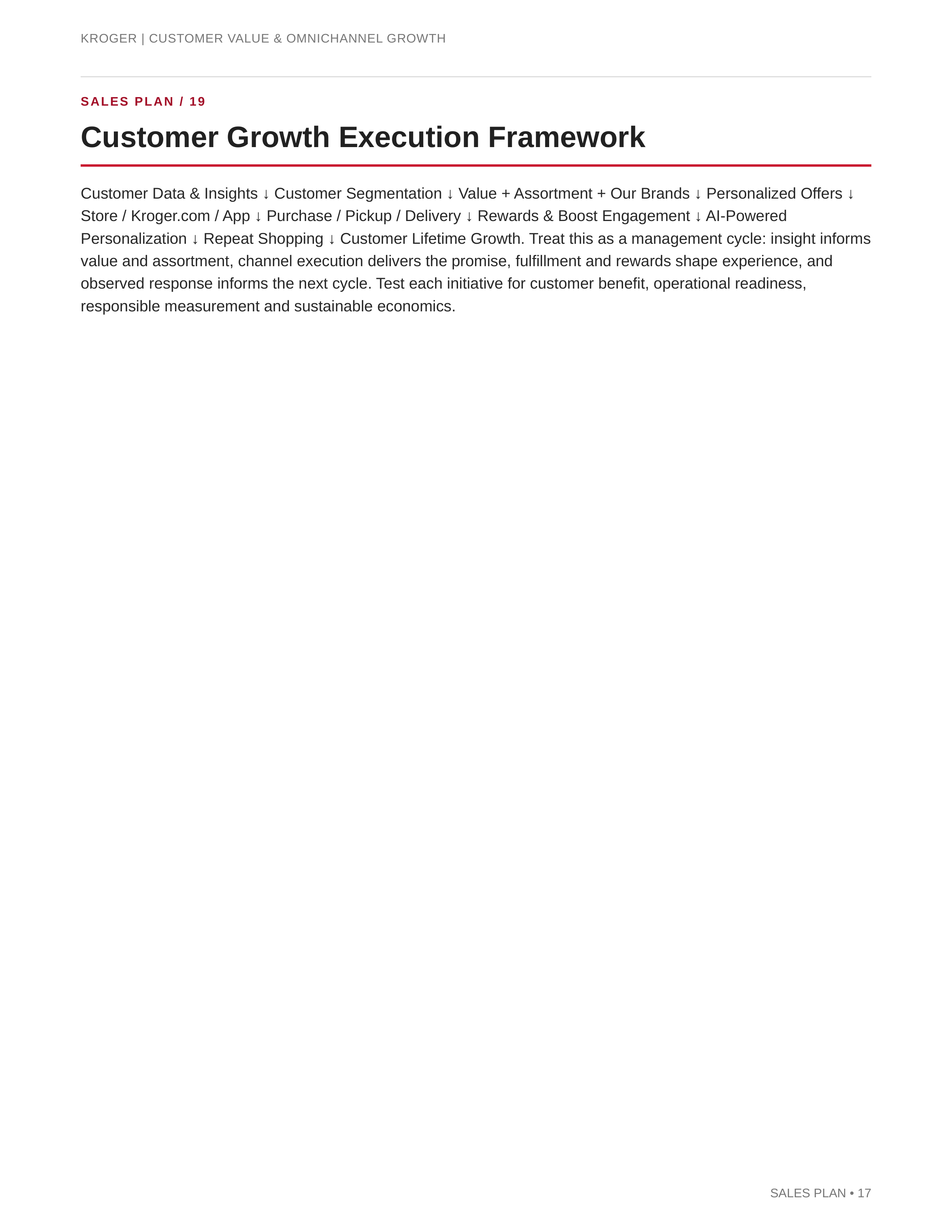 Kroger Customer Value & Omnichannel Growth Sales Plan — page 17