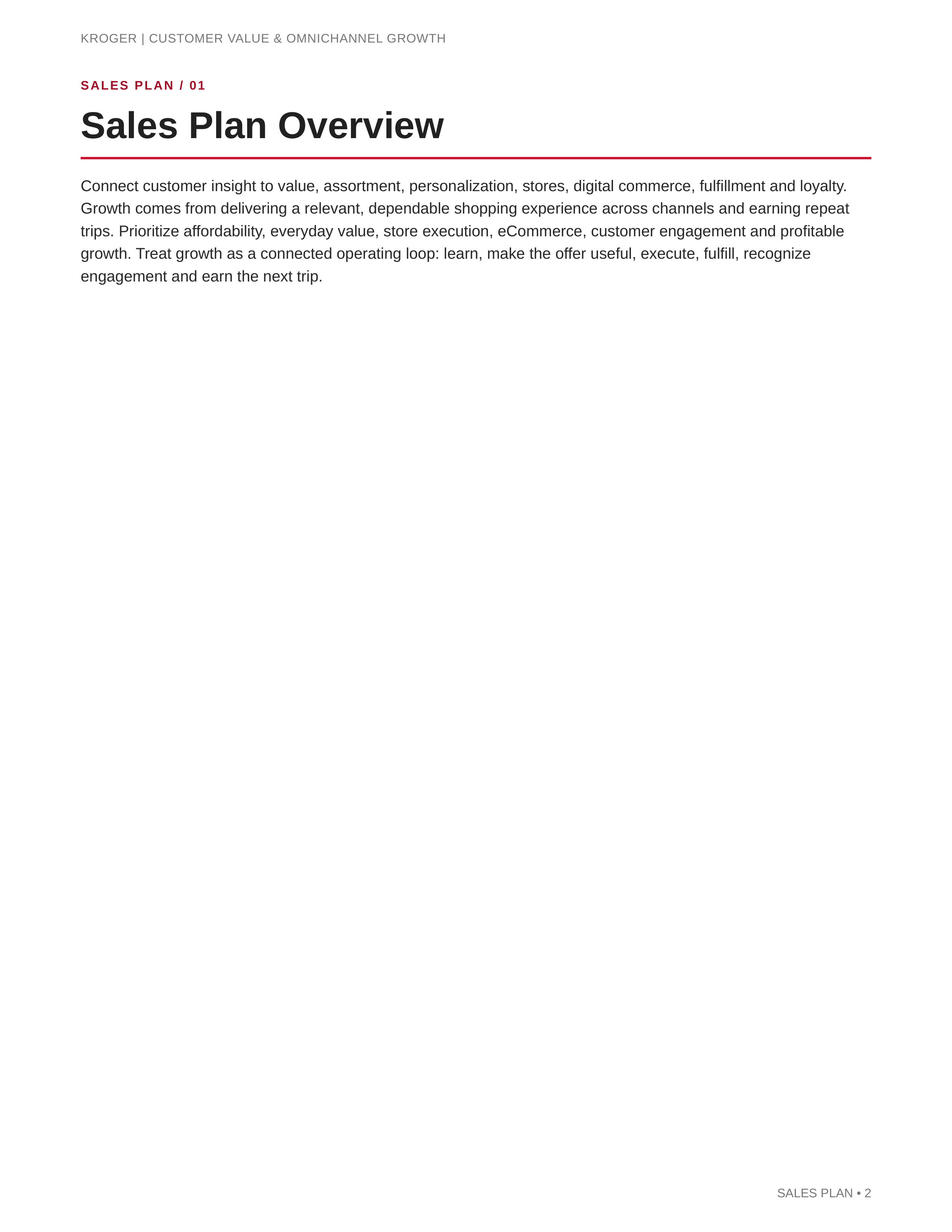 Kroger Customer Value & Omnichannel Growth Sales Plan — page 2
