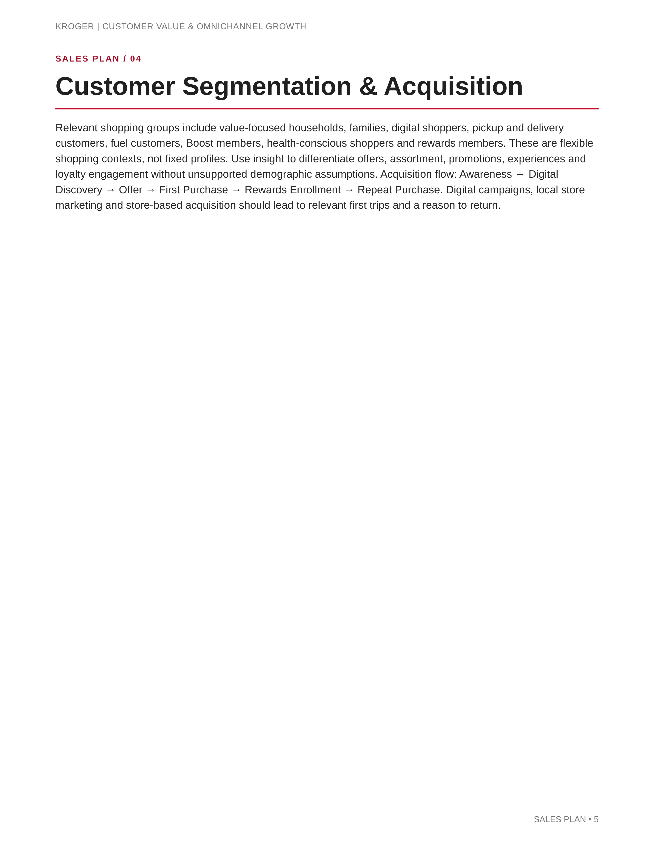 Kroger Customer Value & Omnichannel Growth Sales Plan — page 5