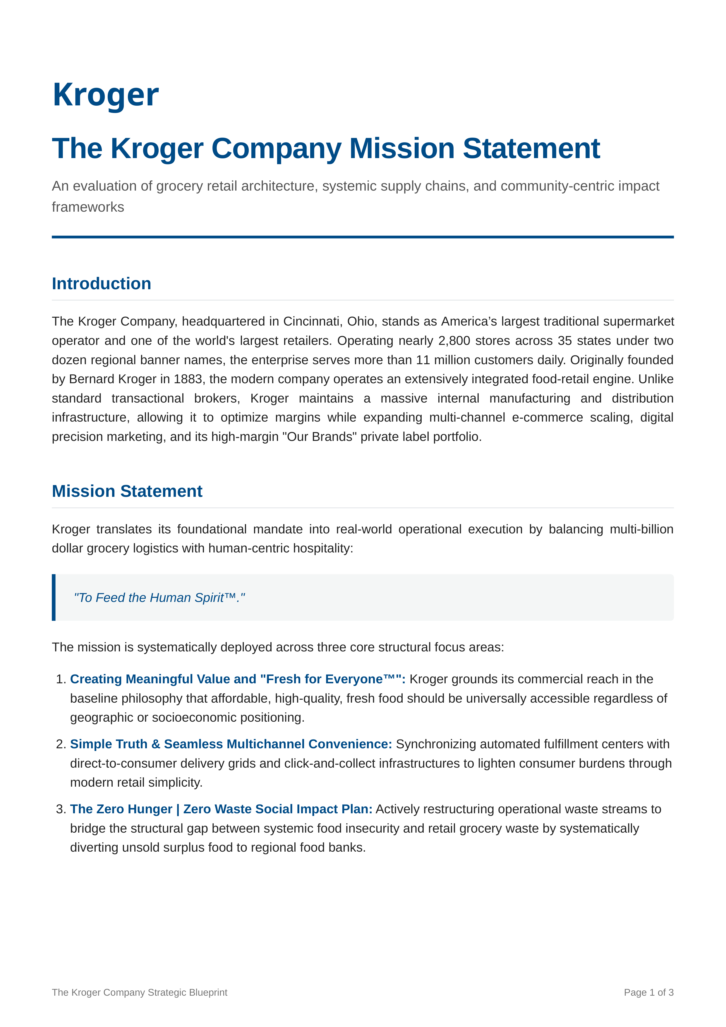 Kroger Mission Statement — page 1