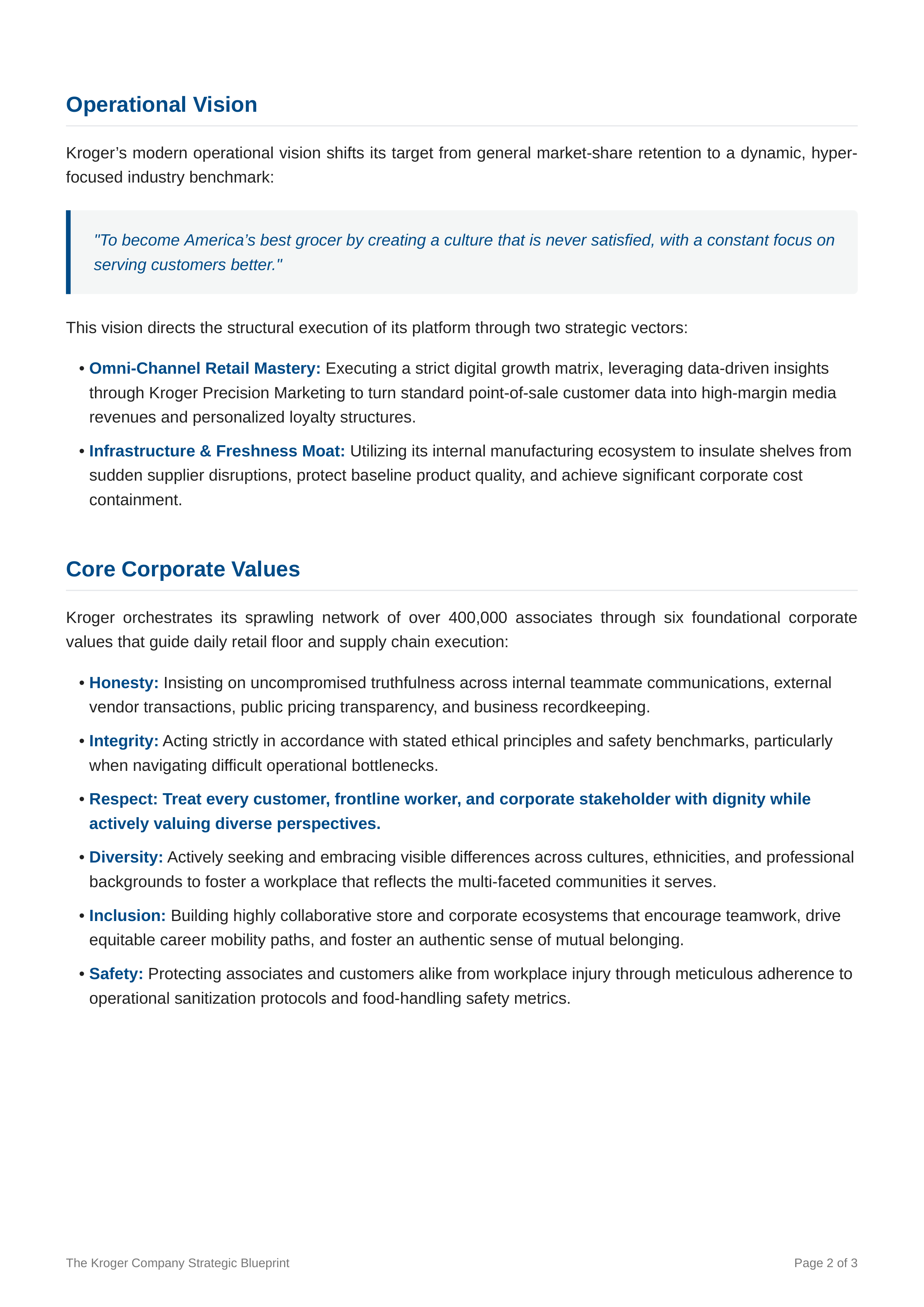 Kroger Mission Statement — page 2