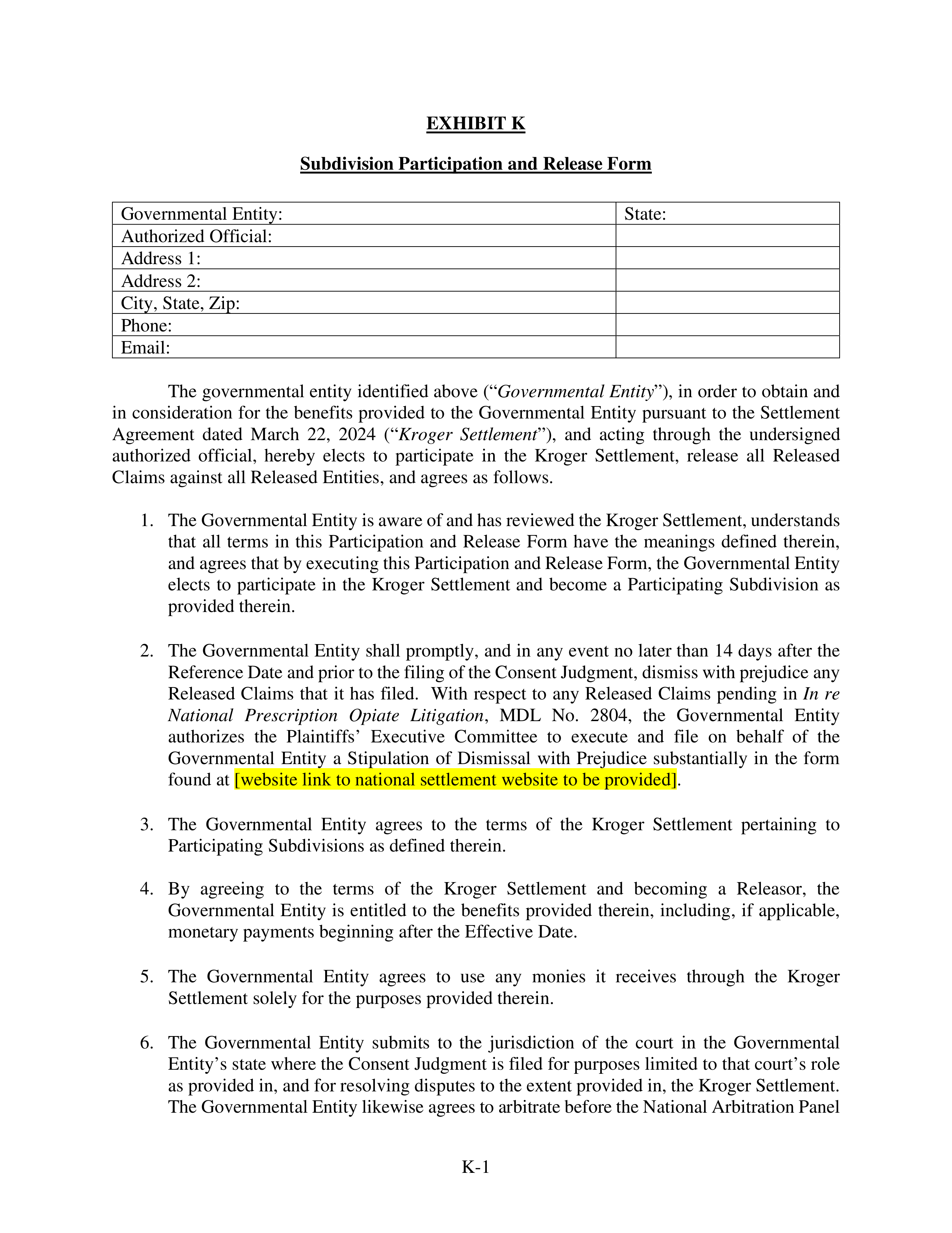 Kroger Multistate Settlement Agreement — page 351