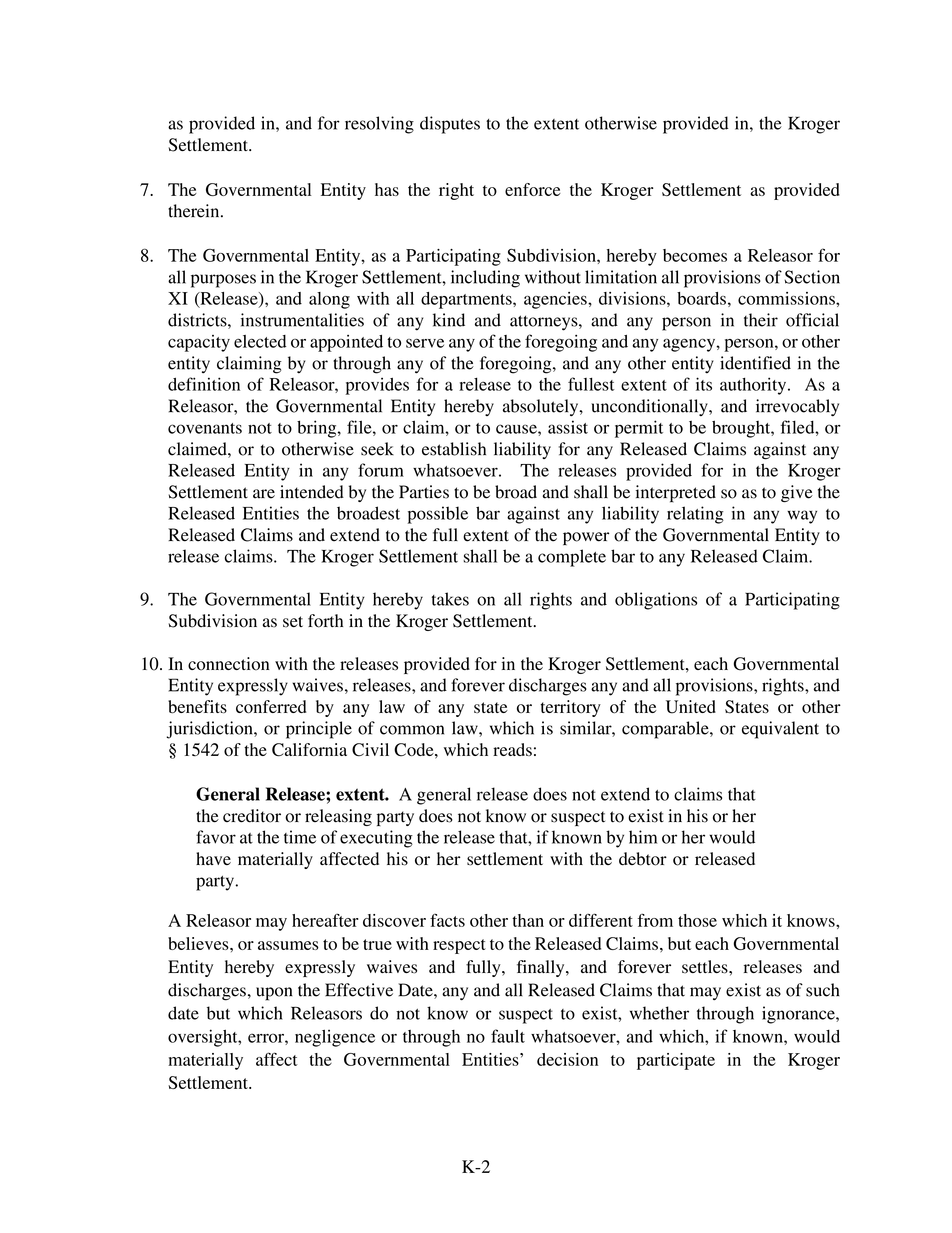 Kroger Multistate Settlement Agreement — page 352