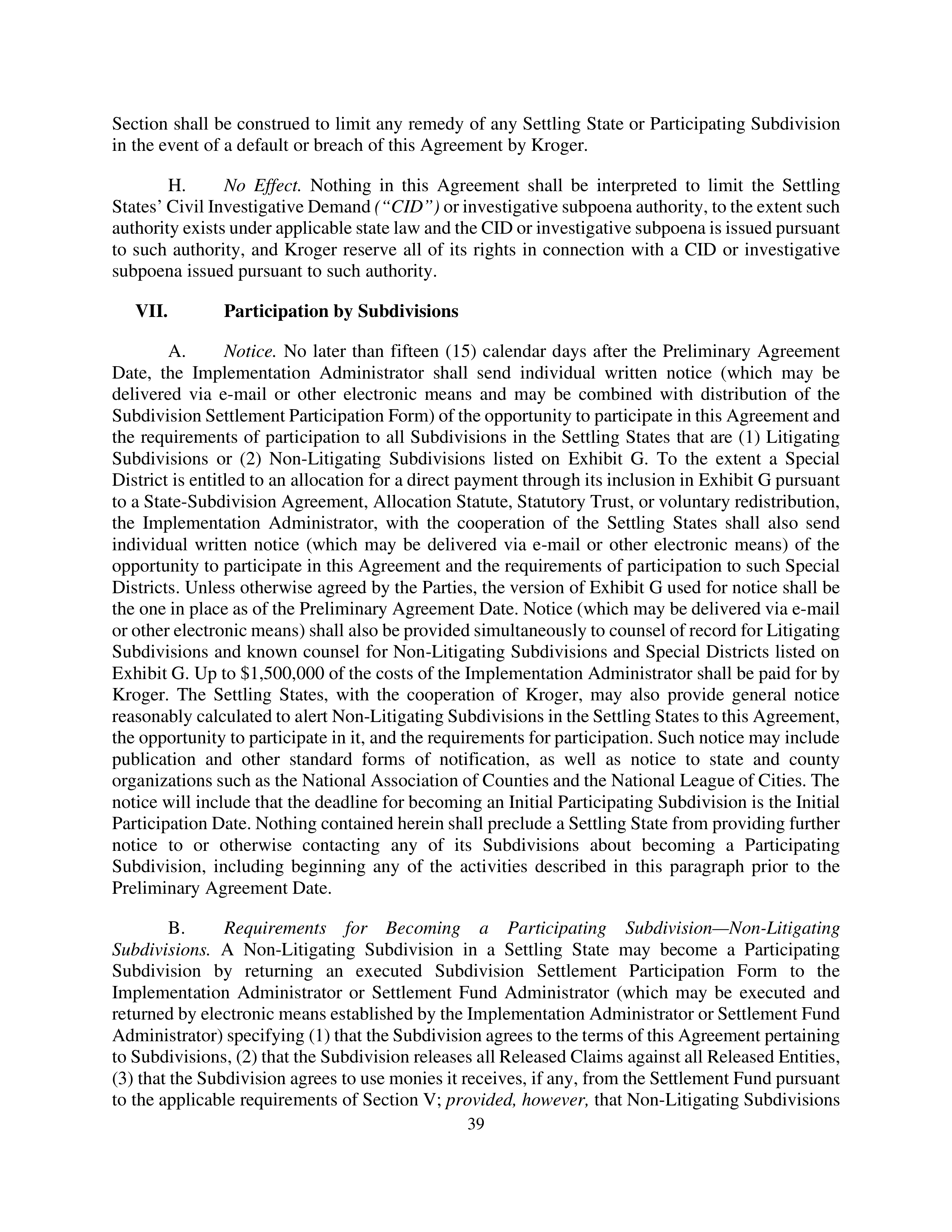 Kroger Multistate Settlement Agreement — page 38