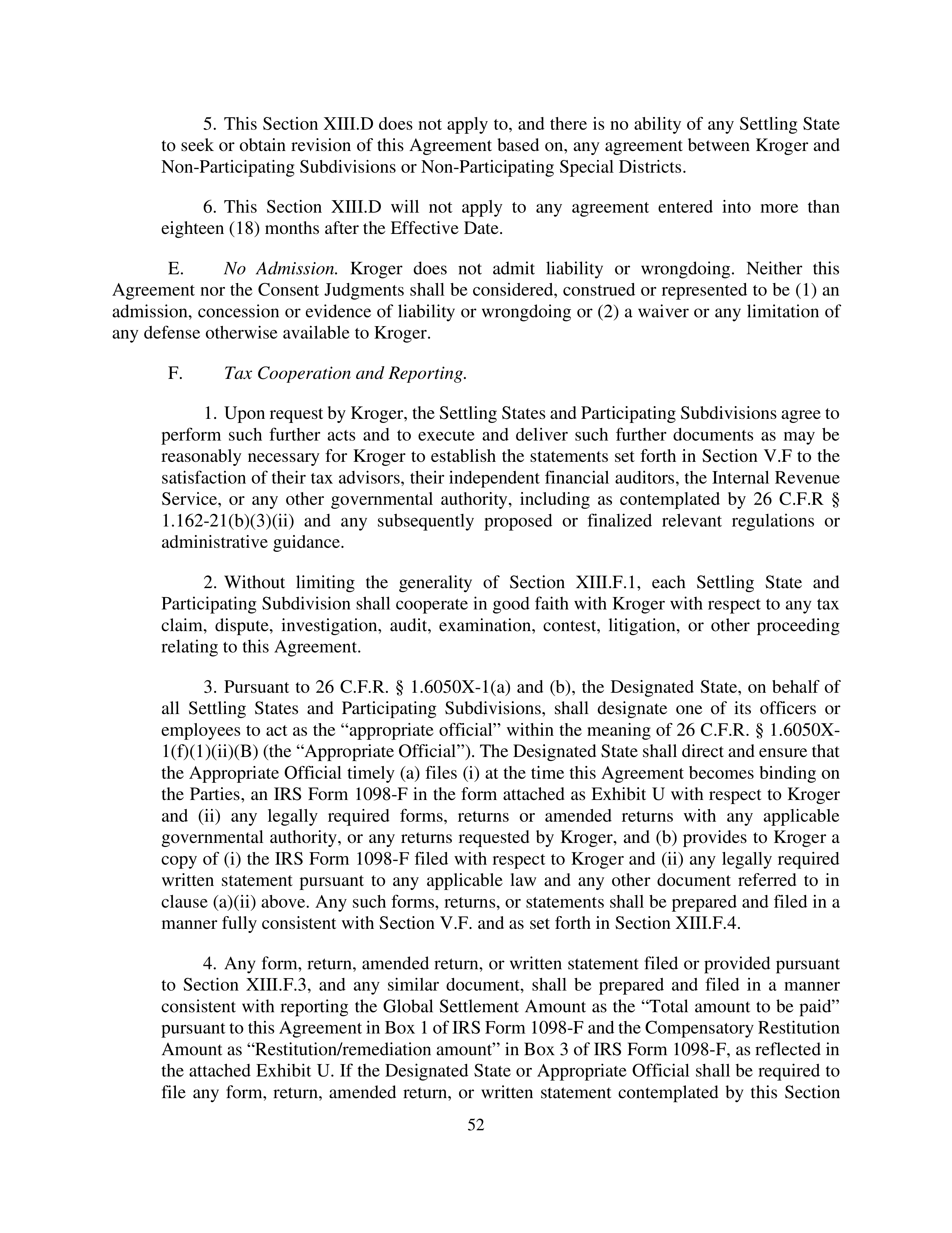 Kroger Multistate Settlement Agreement — page 51