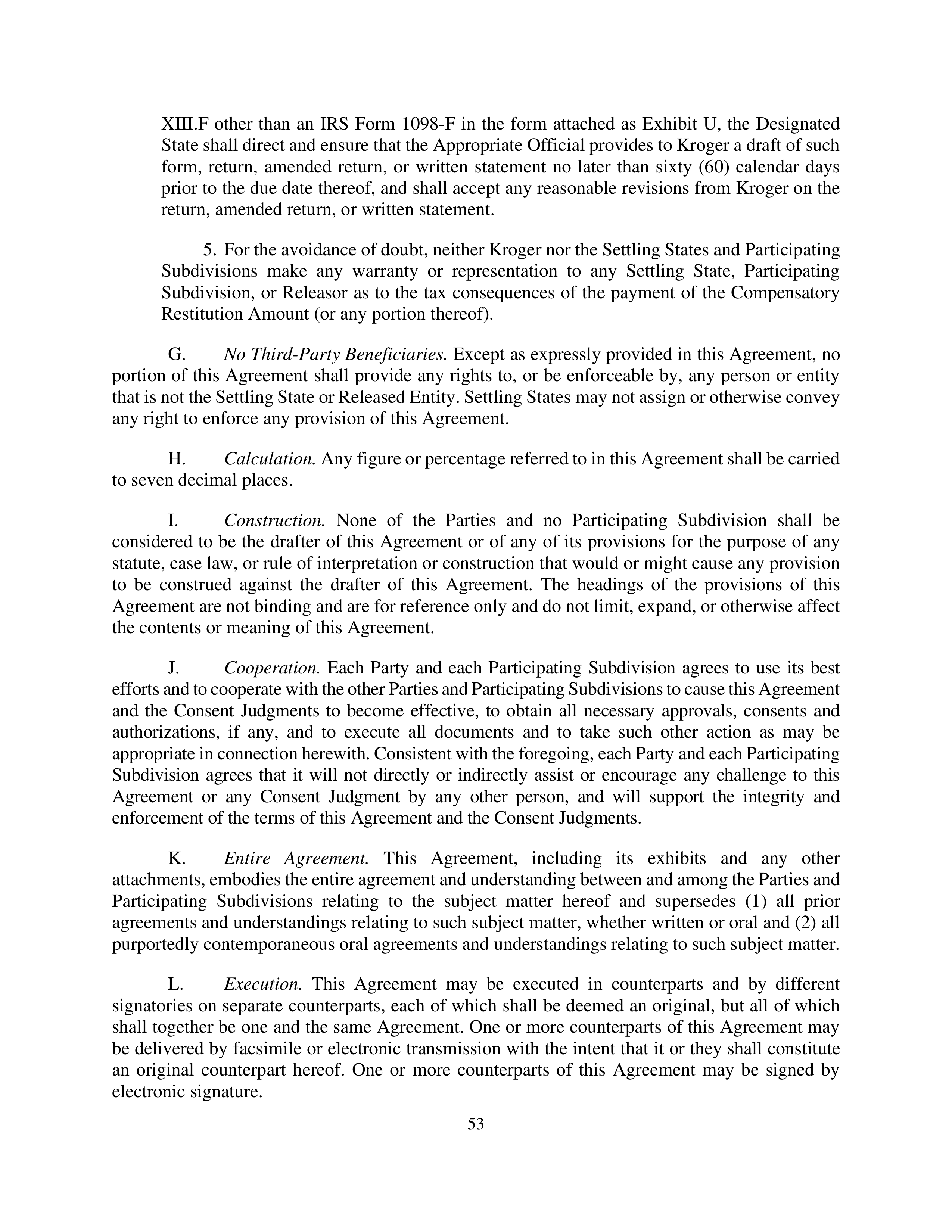 Kroger Multistate Settlement Agreement — page 52