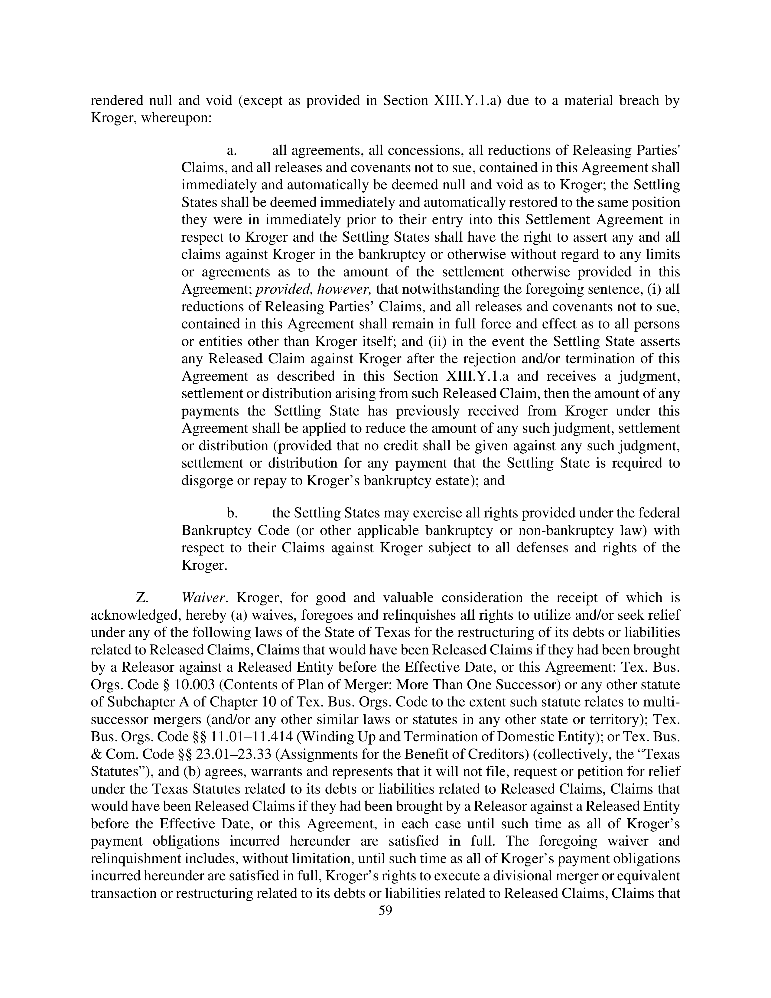Kroger Multistate Settlement Agreement — page 58