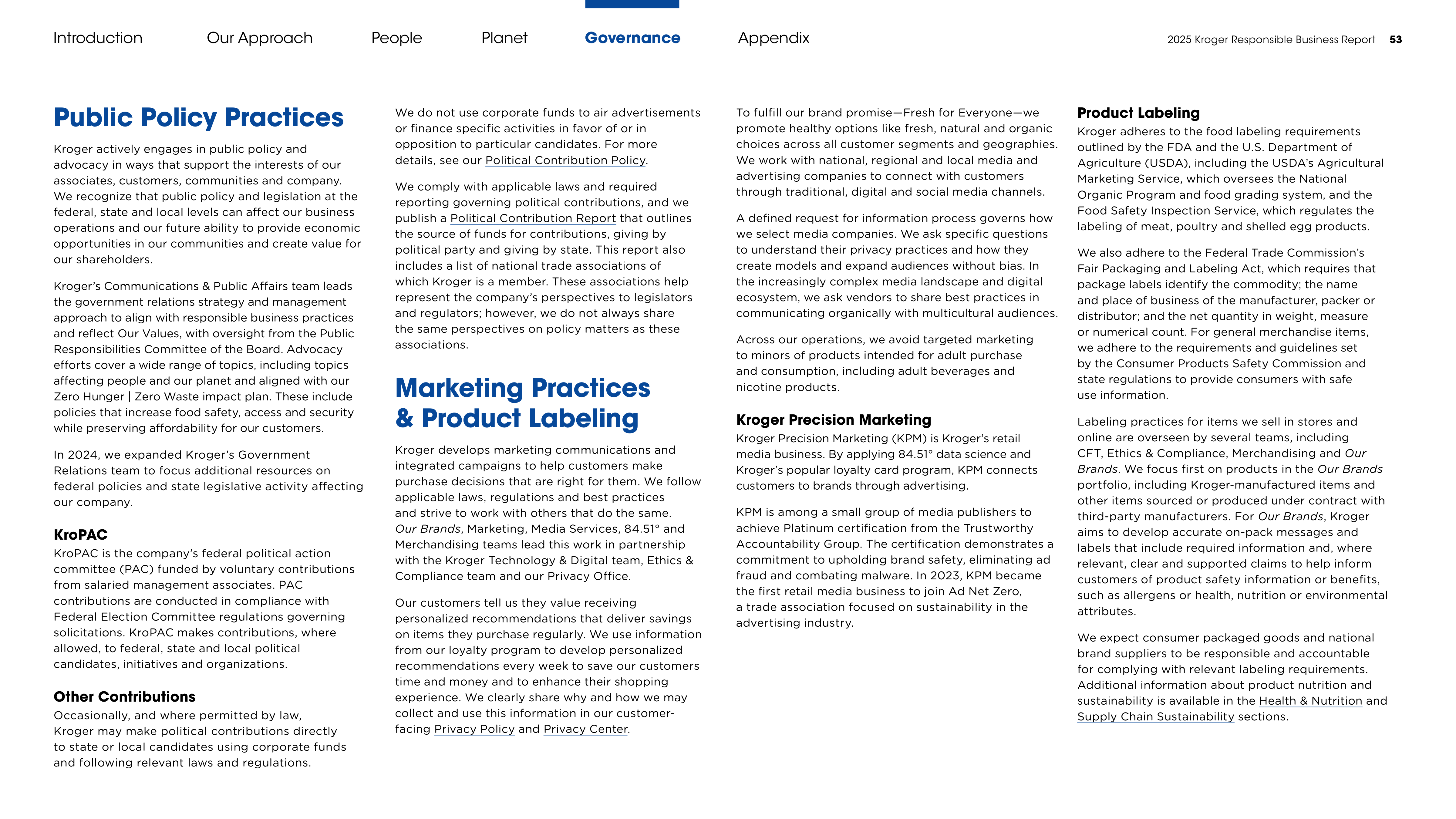 Kroger Responsible Business Report — page 53