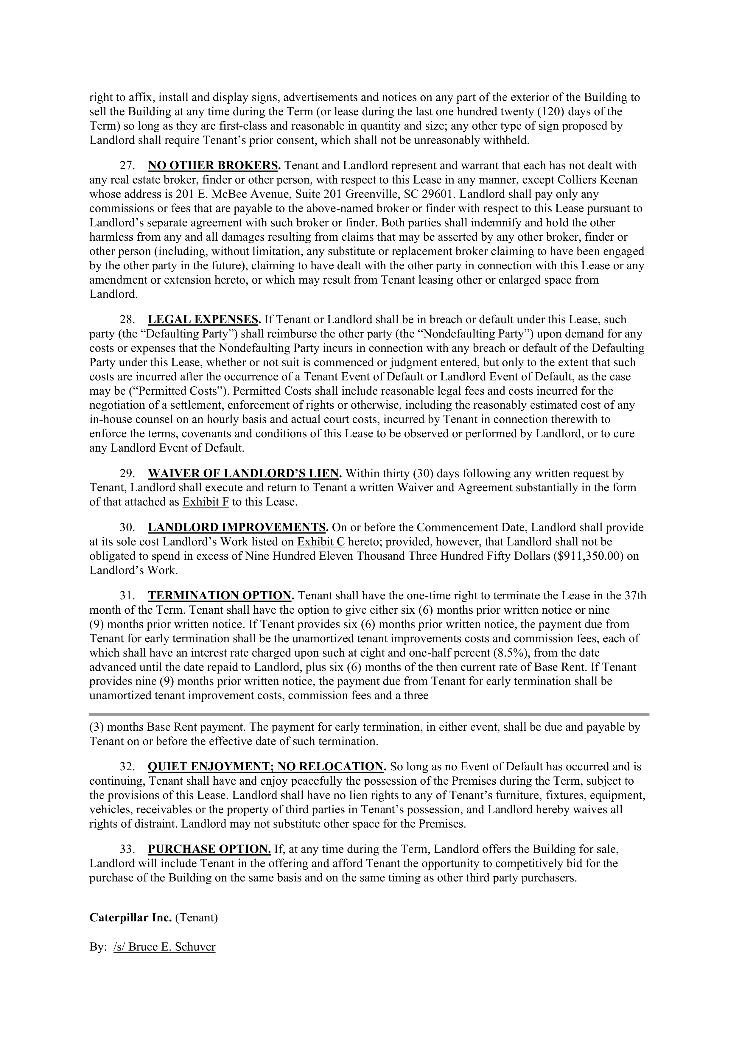 LEASE AGREEMENT WITH CATERPILLAR — page 10