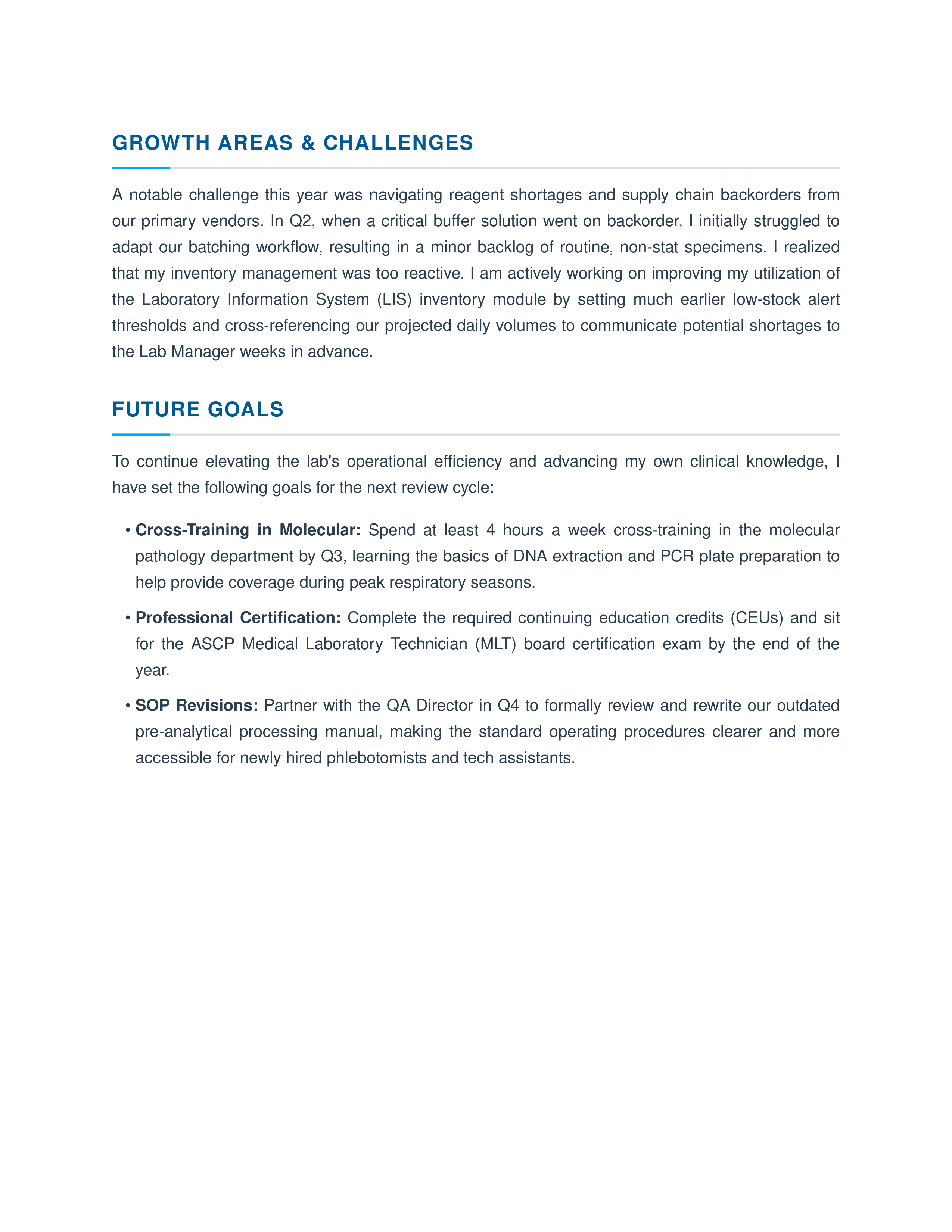 Lab Technician Self Performance Review — page 2