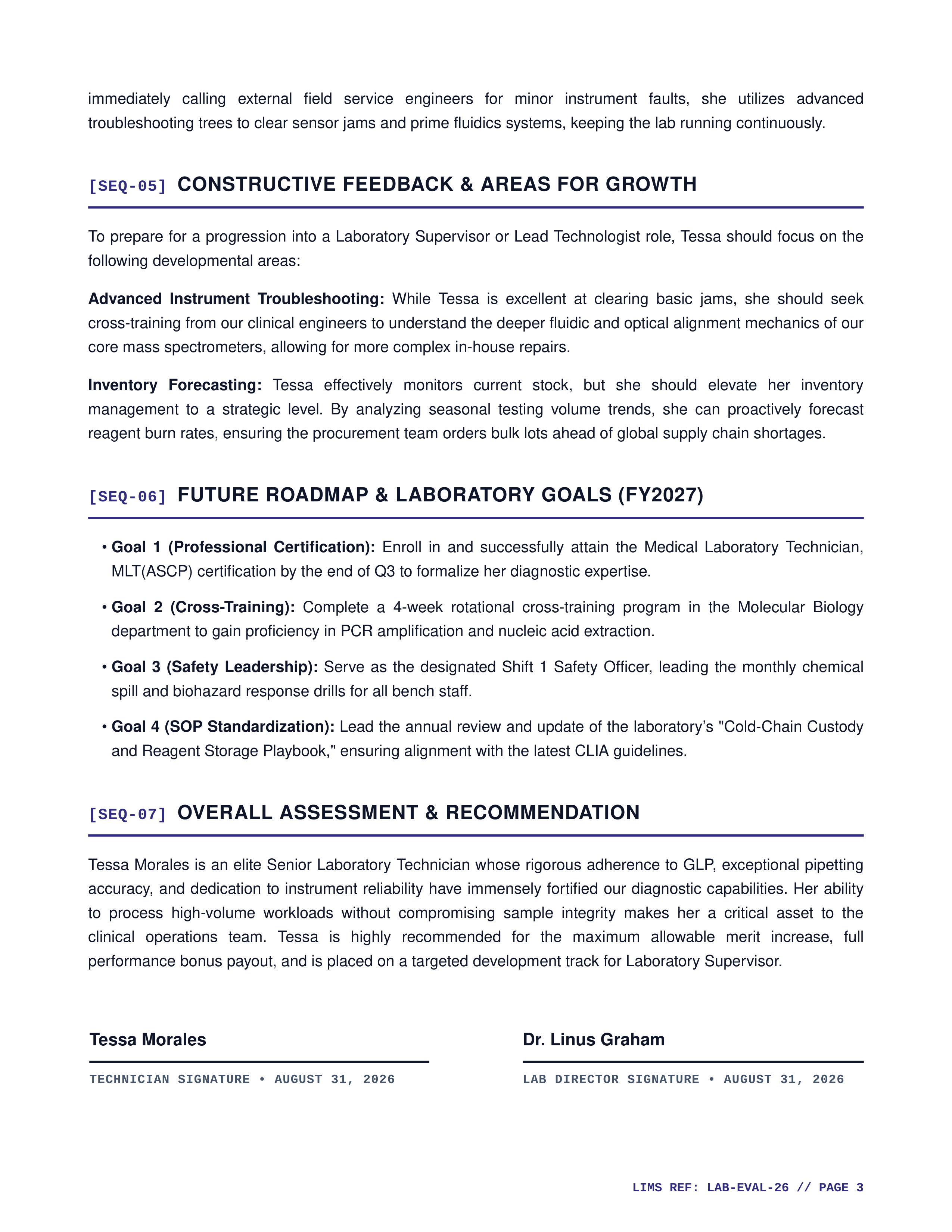 Laboratory Technician Performance Review — page 3