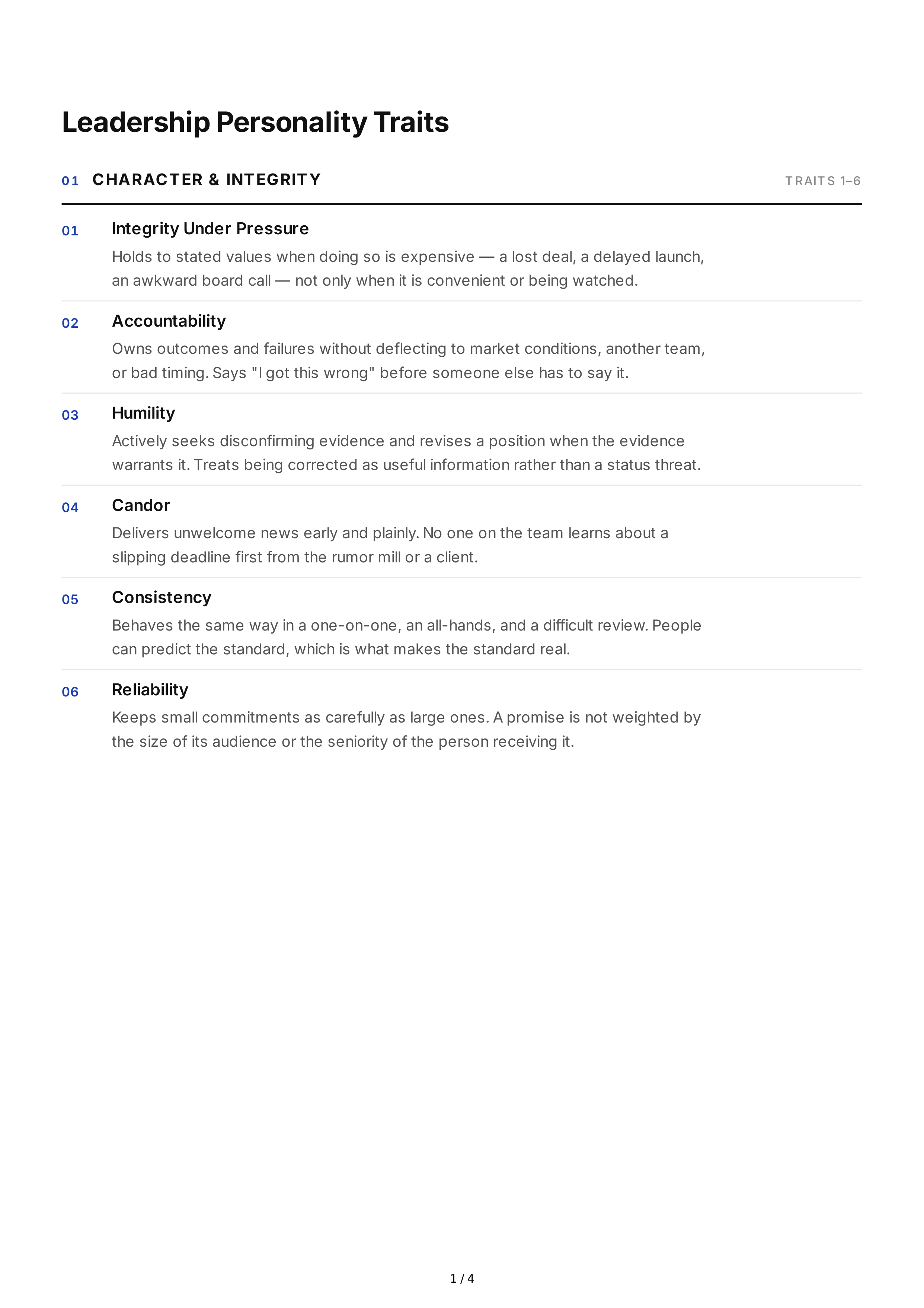 Leadership Personality Traits — page 1