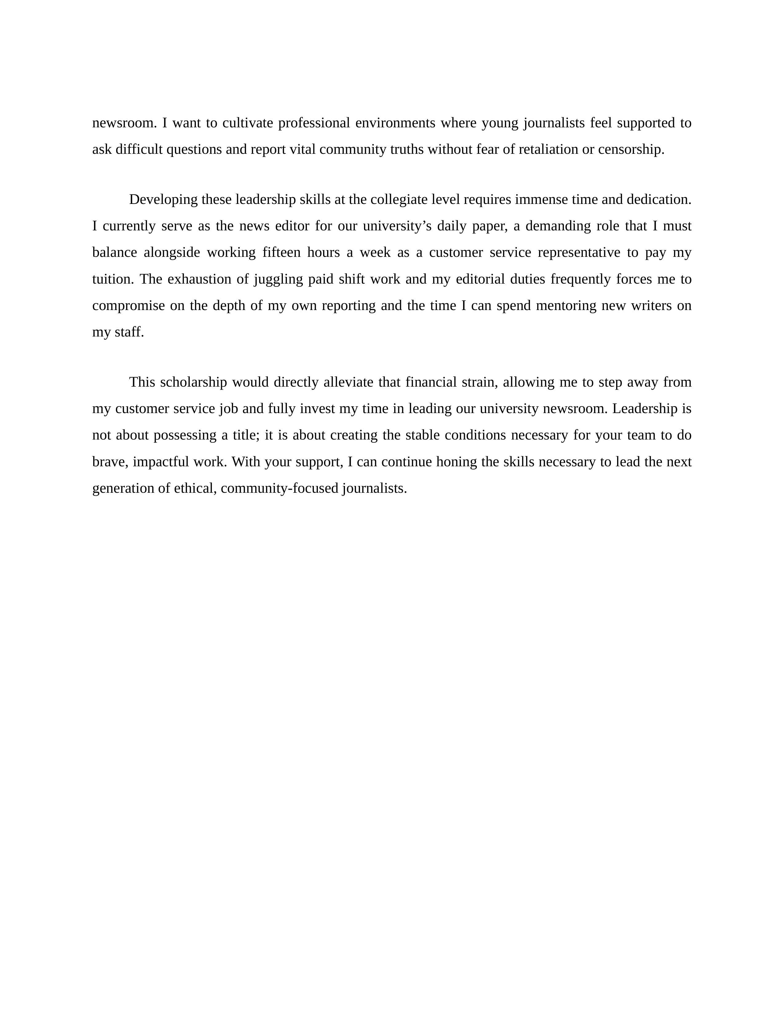 Leadership Skills Scholarship Essay — page 2