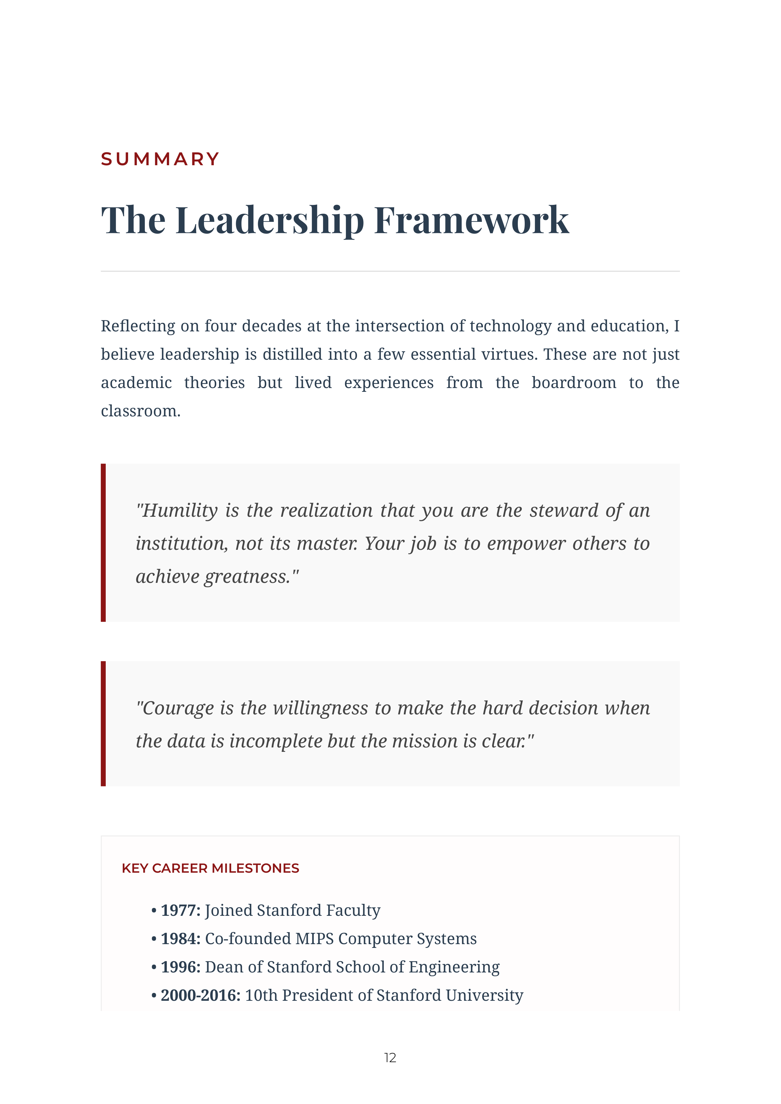 Leading Matters by John Hennessy Stanford President Autobiography — page 12