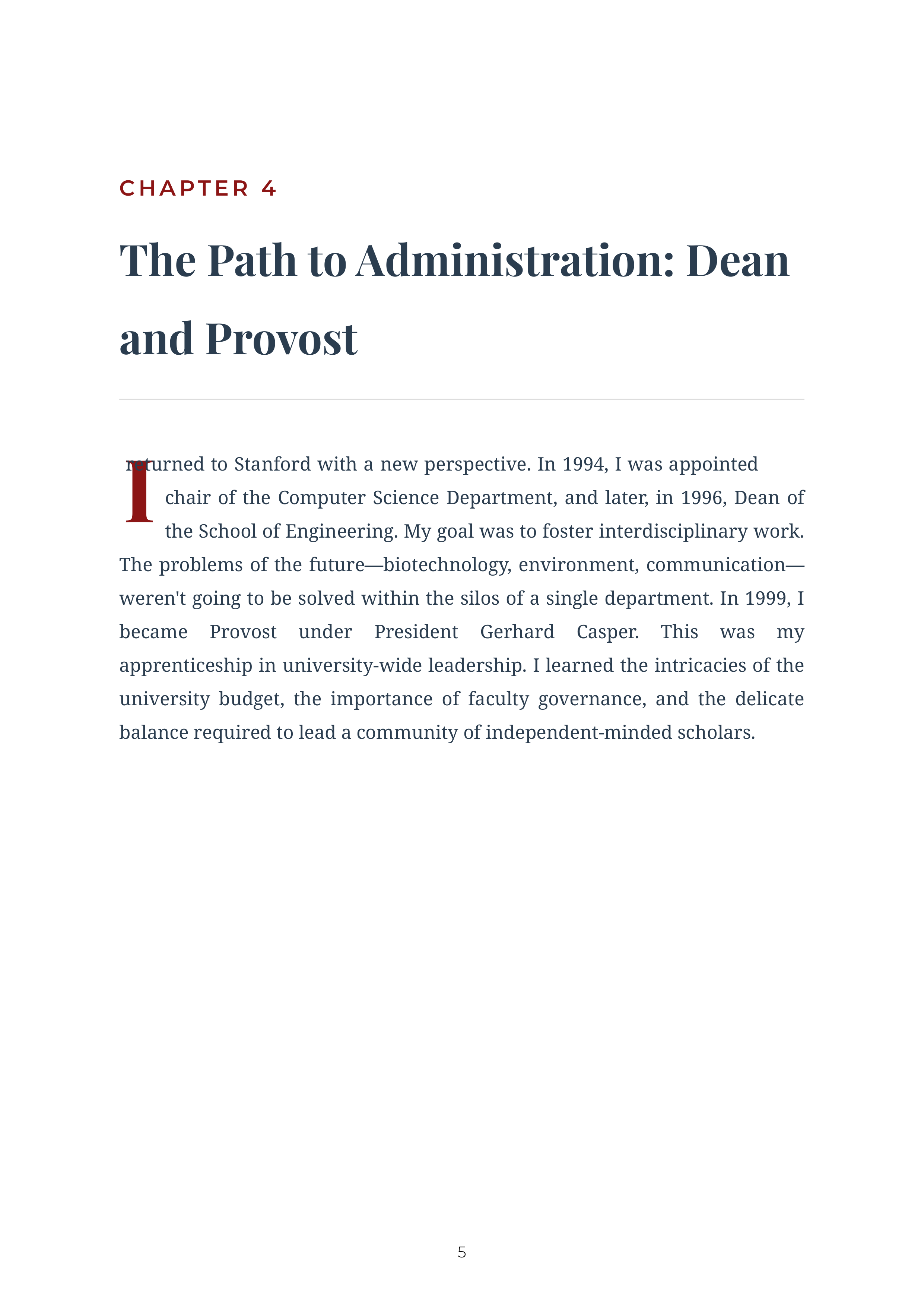 Leading Matters by John Hennessy Stanford President Autobiography — page 5