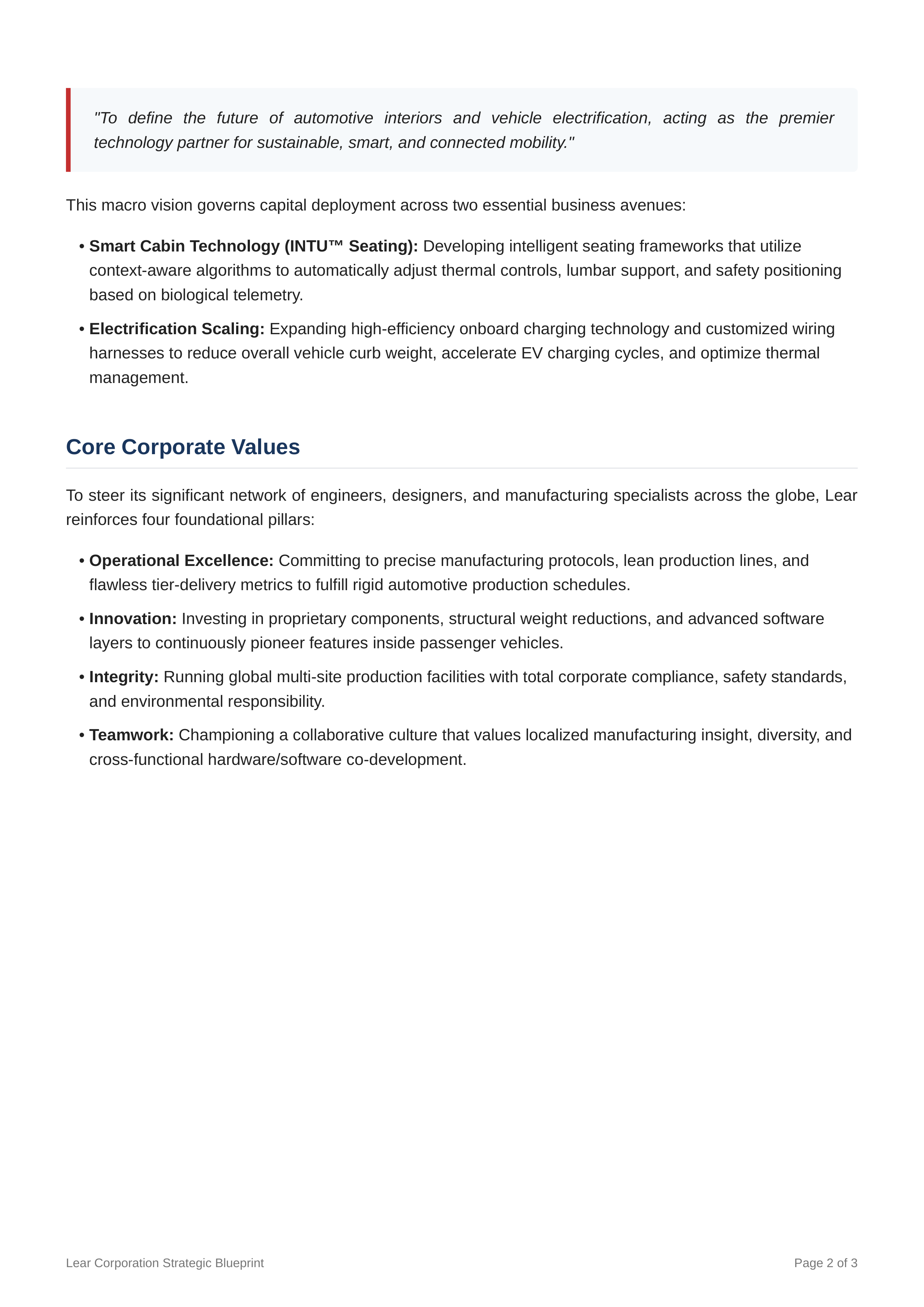 Lear Mission Statement — page 2